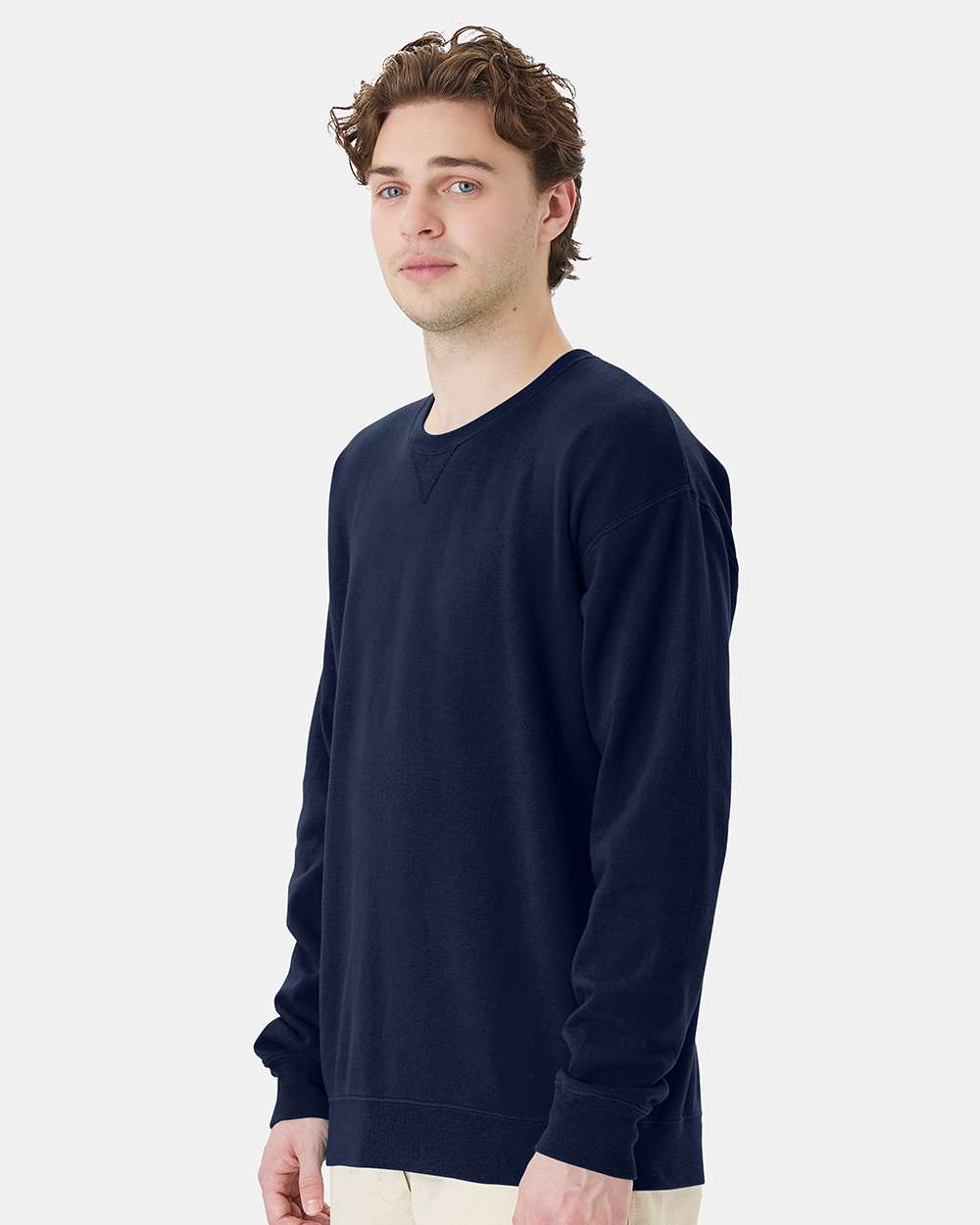 Unisex Garment-Dyed Crewneck Sweatshirt - Navy - S