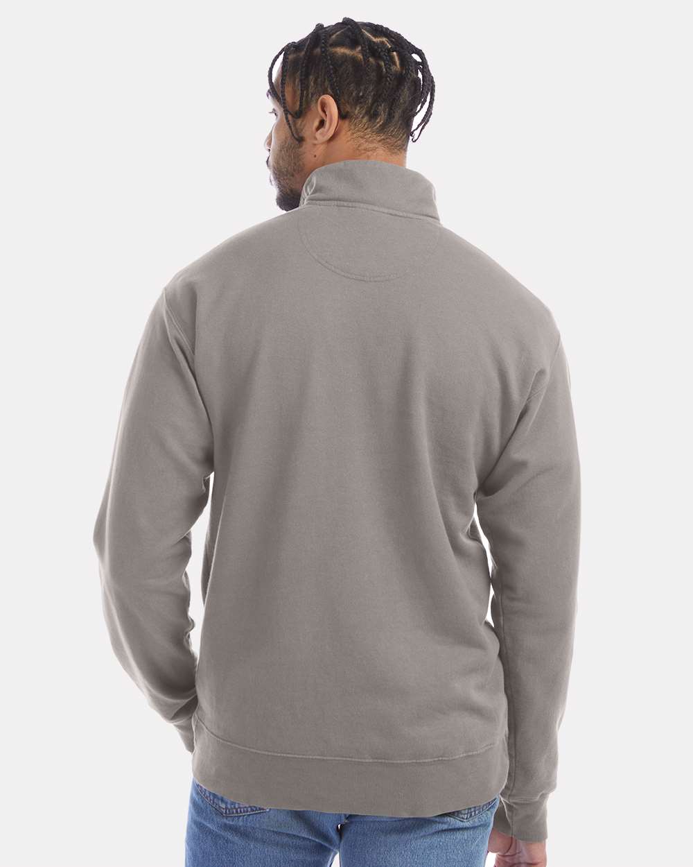 Unisex Garment-Dyed Quarter-Zip Sweatshirt - Concrete Grey - M