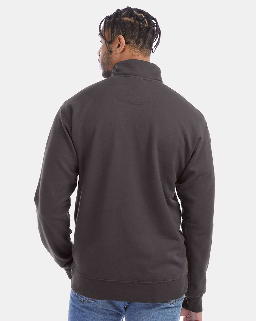 Unisex Garment-Dyed Quarter-Zip Sweatshirt - Railroad Grey - M