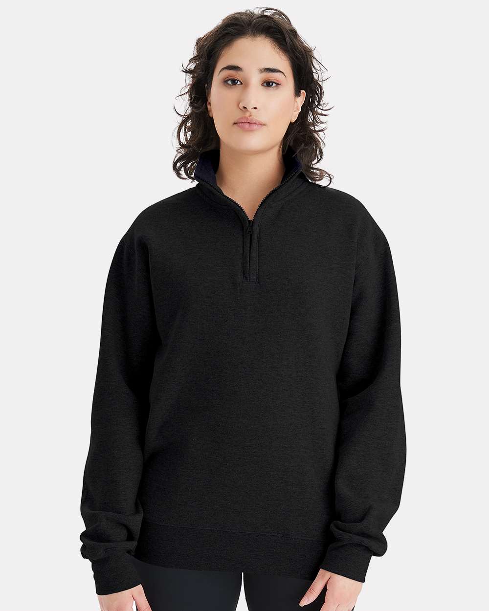 Unisex Quarter-Zip Pullover - Black - XS