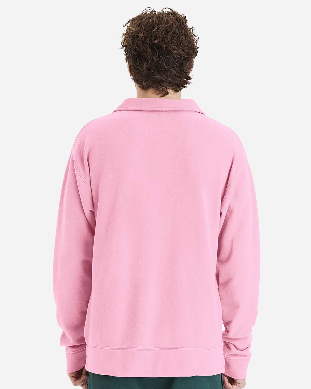 Garment-Dyed Polo Collar Sweatshirt - Cotton Candy - L