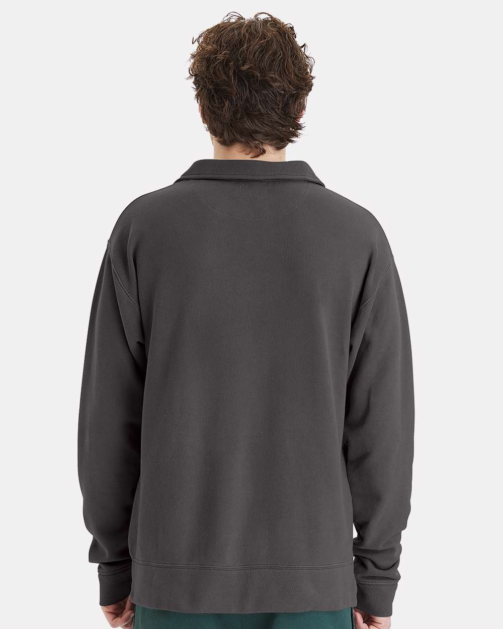 Garment-Dyed Polo Collar Sweatshirt - New Railroad Grey - L