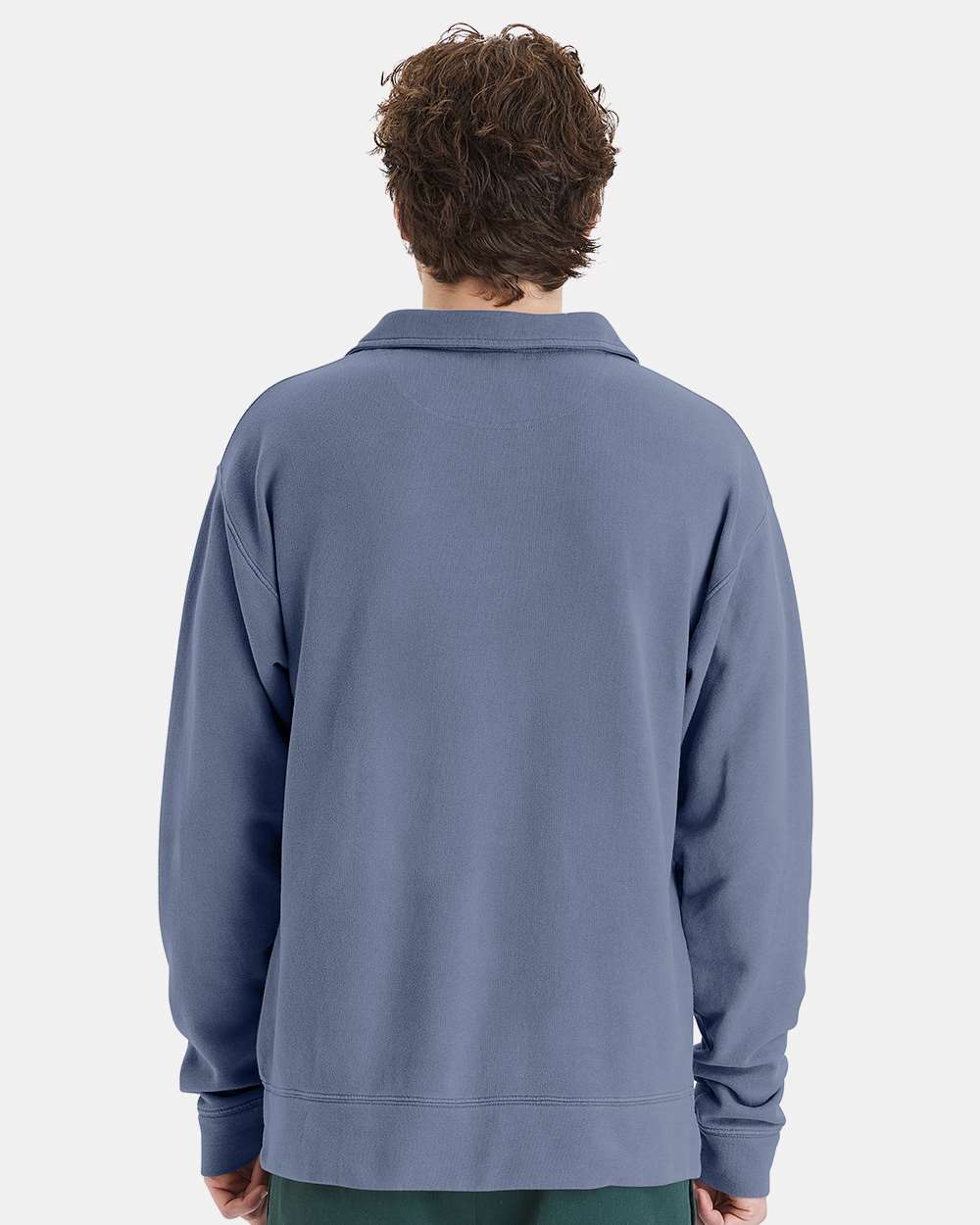 Garment-Dyed Polo Collar Sweatshirt - Saltwater - L