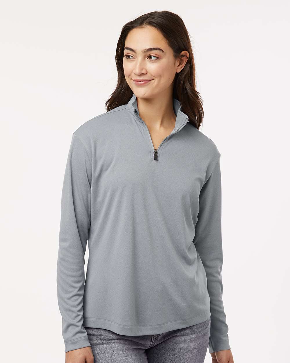Women’s Quarter-Zip Pullover – Heather Steel - S