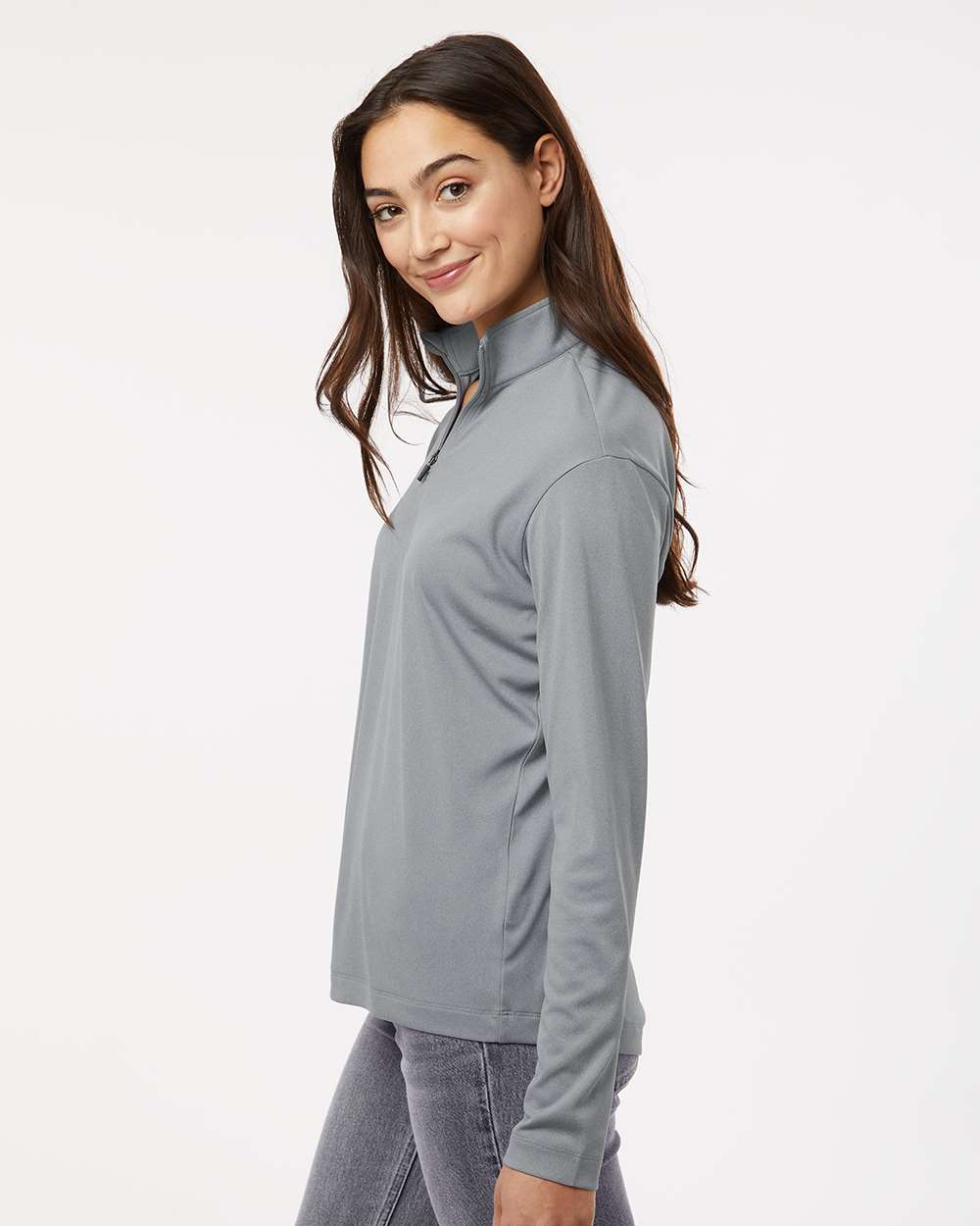 Women’s Quarter-Zip Pullover – Heather Steel - M