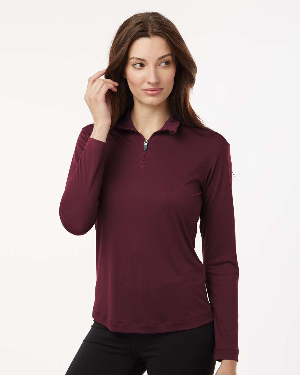 Women’s Quarter-Zip Pullover – Maroon - S