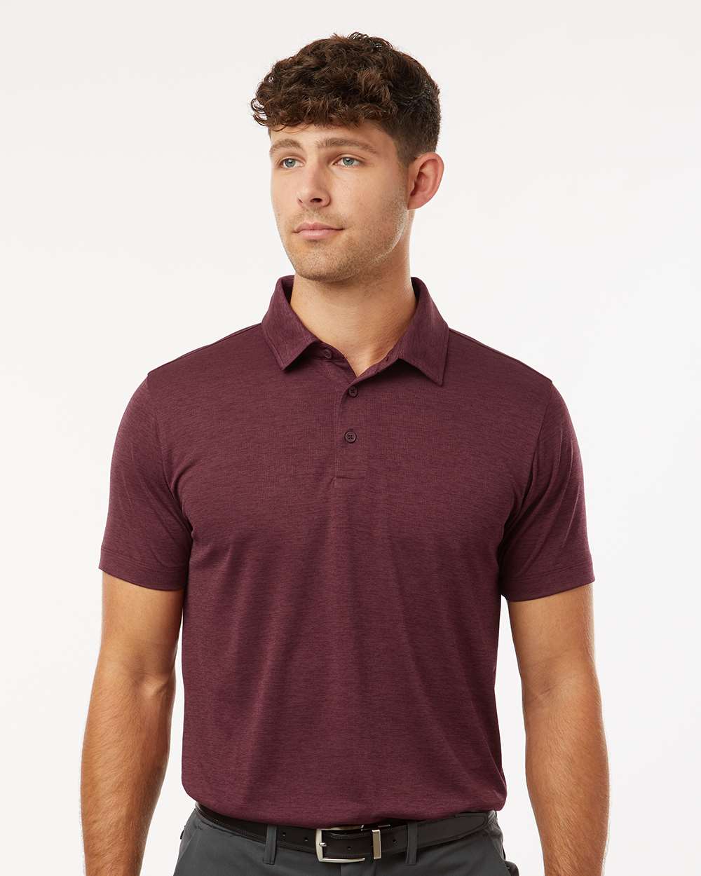 Men's Performance Polo - Maroon Melange - S