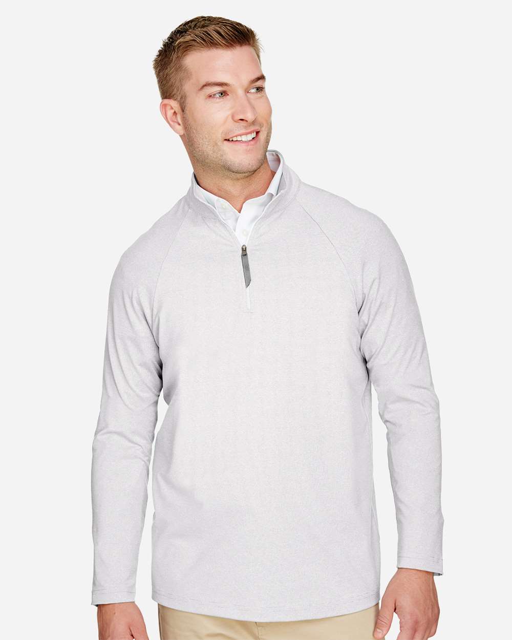 Men's Performance Micro-Stripe Quarter-Zip Pullover - Silver - S