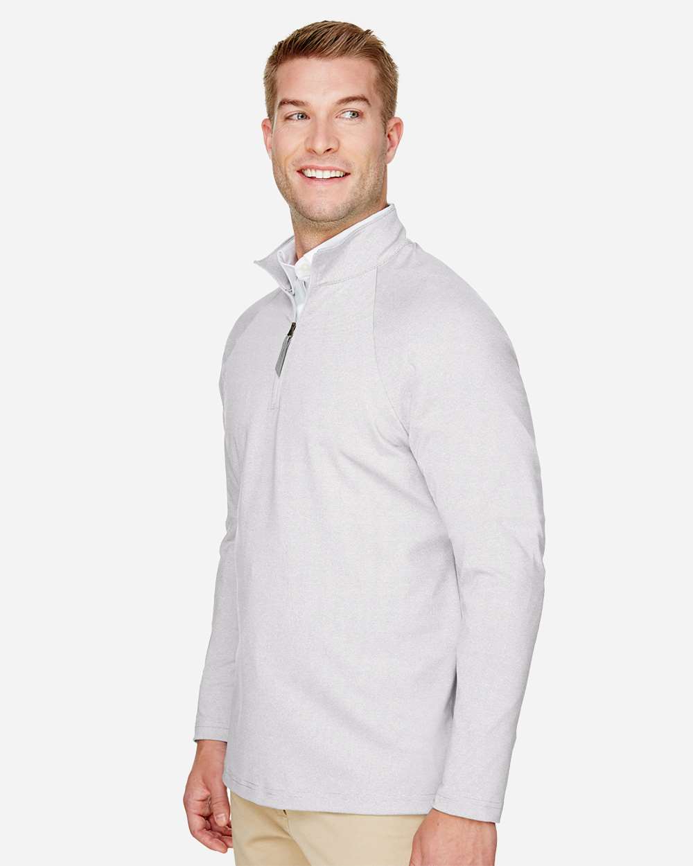 Men's Performance Micro-Stripe Quarter-Zip Pullover - Silver - M