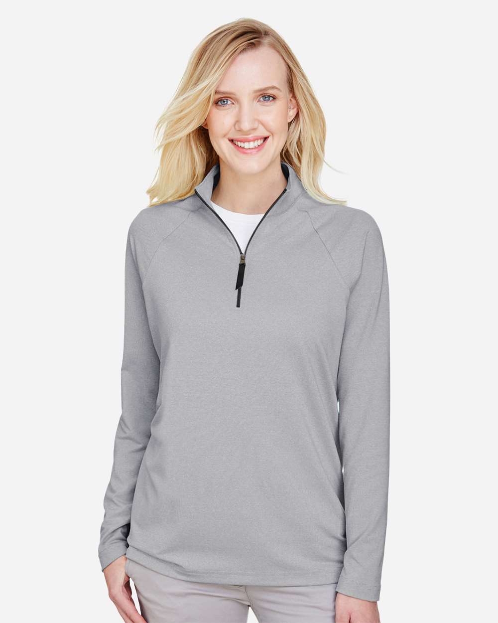 Women's CrownLux Performance® Clubhouse Micro-Stripe Quarter-Zip Pullover - Black - S