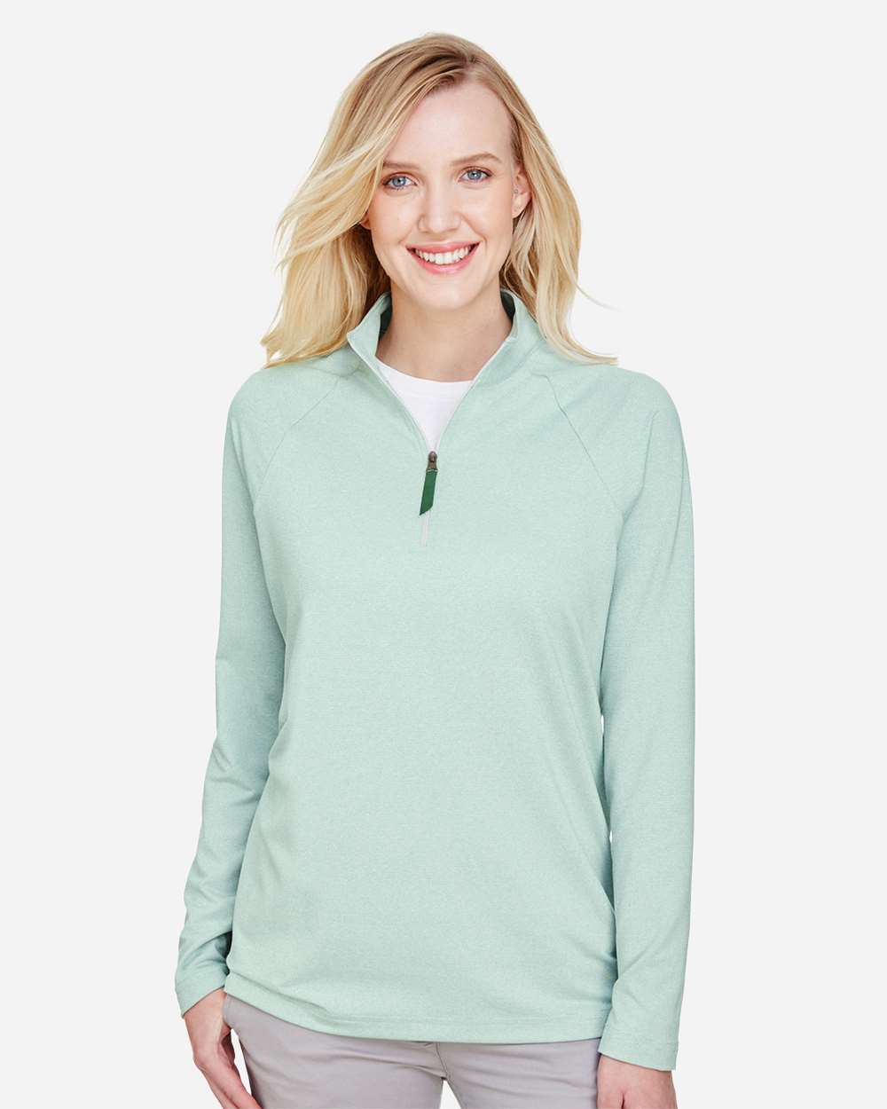 Women's CrownLux Performance® Clubhouse Micro-Stripe Quarter-Zip Pullover - Kelly Green - S