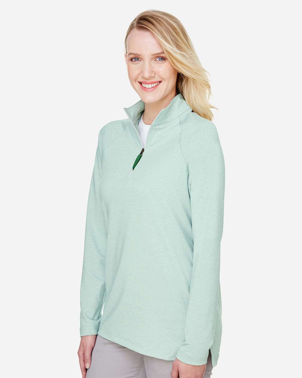 Women's CrownLux Performance® Clubhouse Micro-Stripe Quarter-Zip Pullover - Kelly Green - M