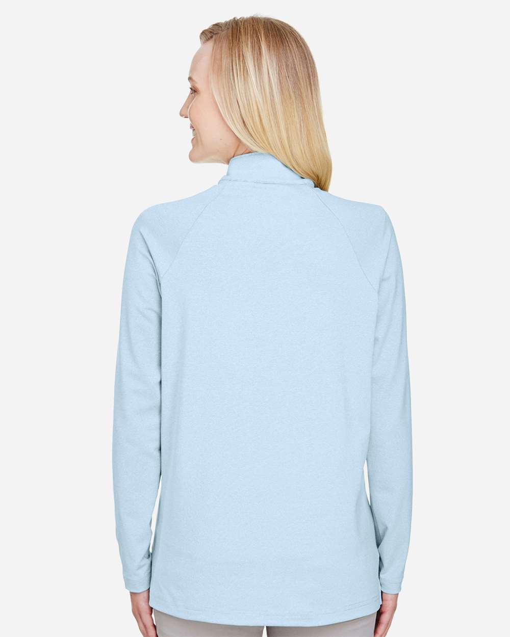 Women's CrownLux Performance® Clubhouse Micro-Stripe Quarter-Zip Pullover - Ocean Blue - L