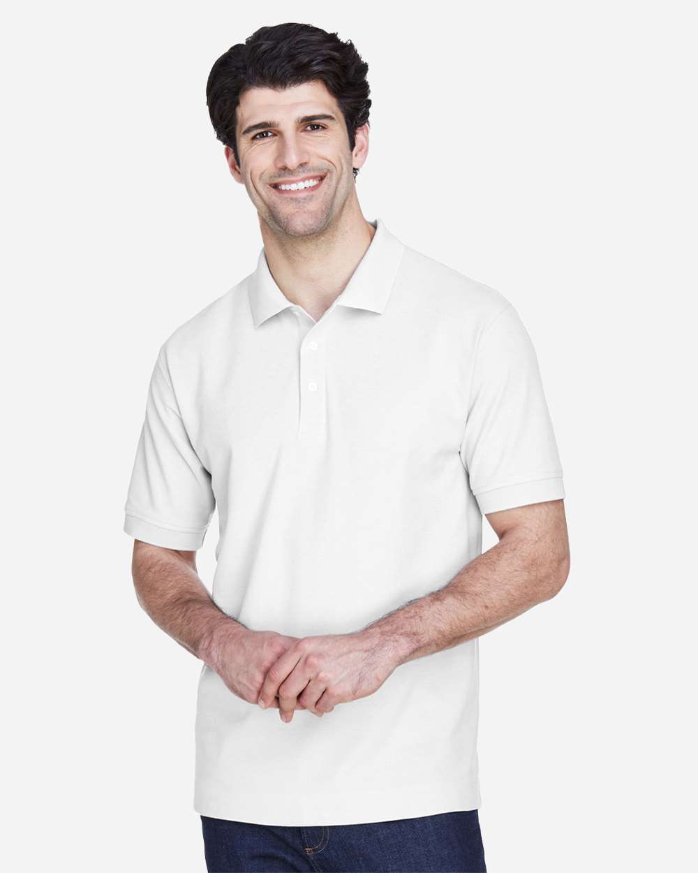 Men's Pima Piqué Polo - White - S