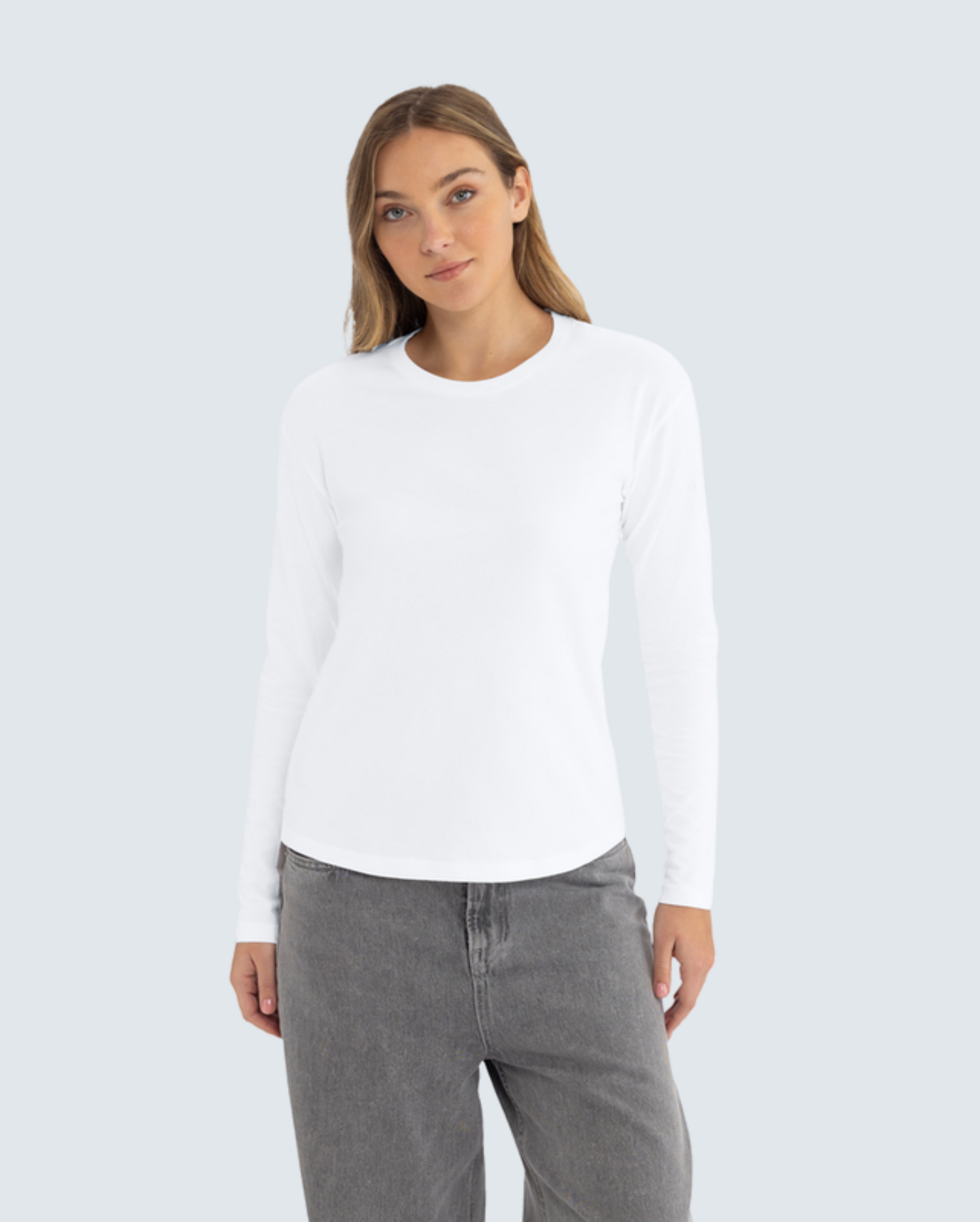 Women's Relaxed Long Sleeve Cotton Tee - White