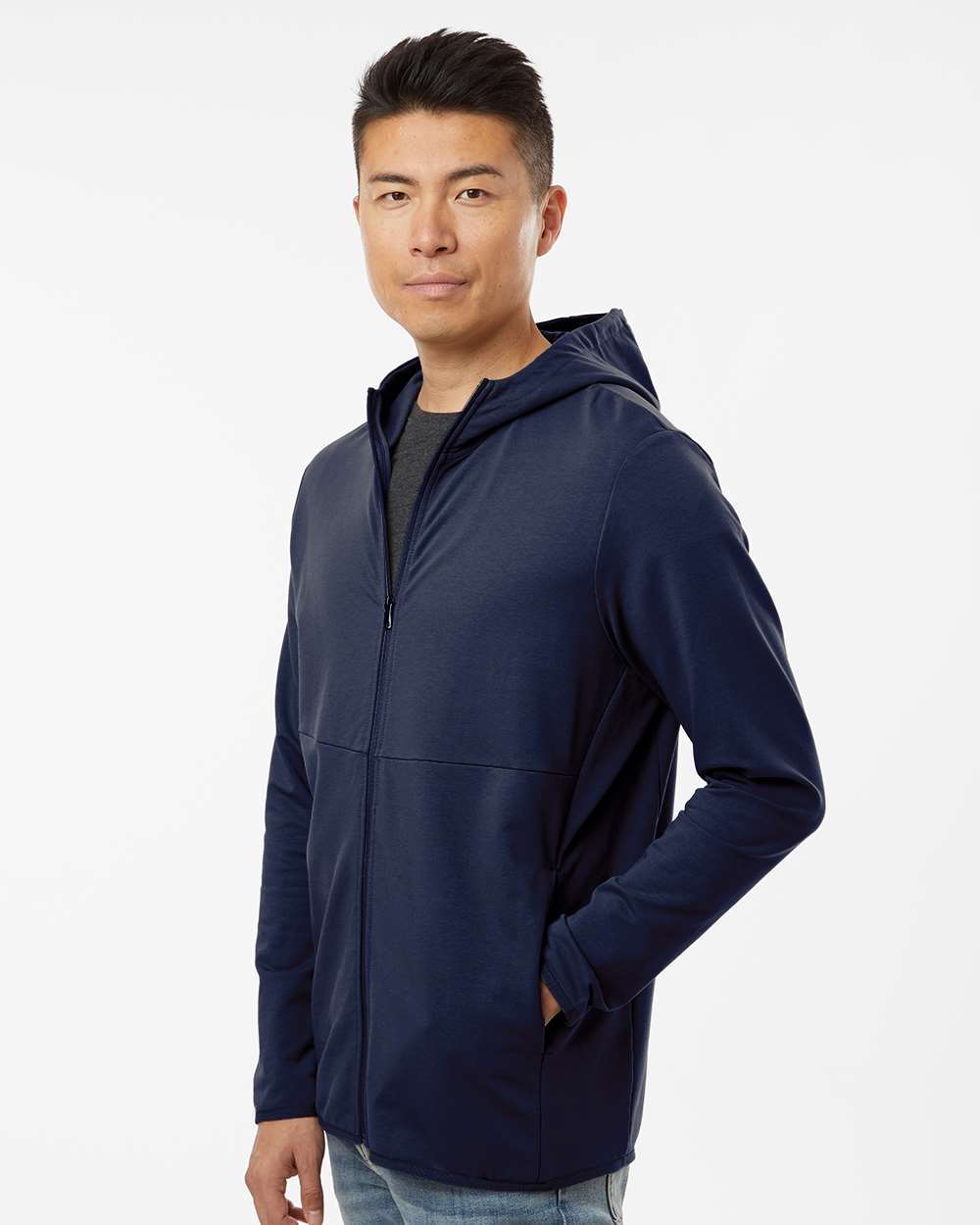 Unisex Perform Full-Zip Hooded Sweatshirt - Classic Navy - S