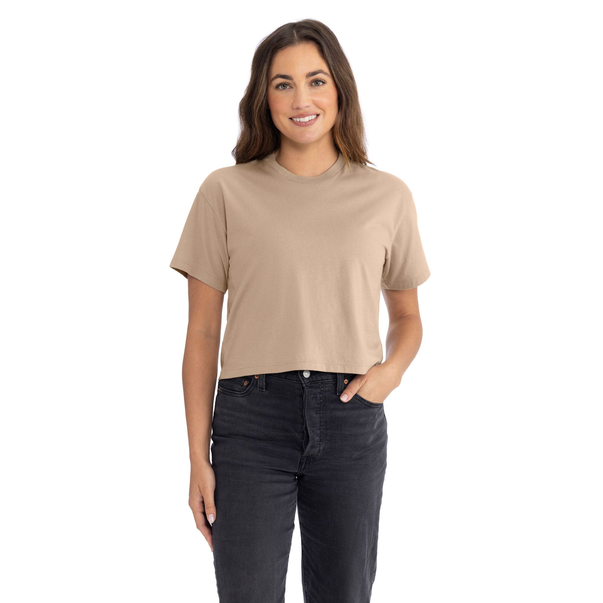 Women's Ideal Crop Tee - Tan - The American Threads
