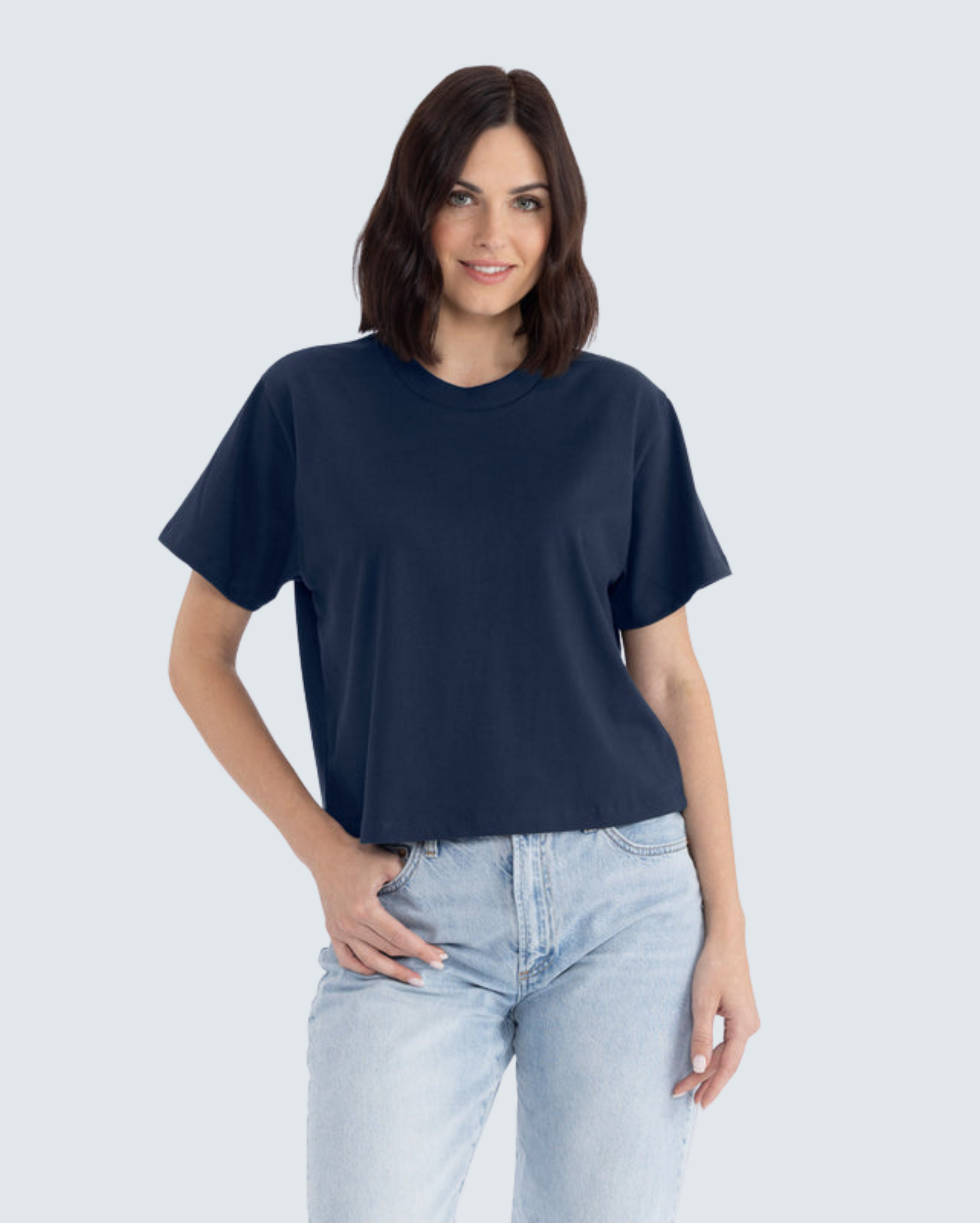 Women's Heavyweight High-Waist Boxy Tee - Midnight Navy
