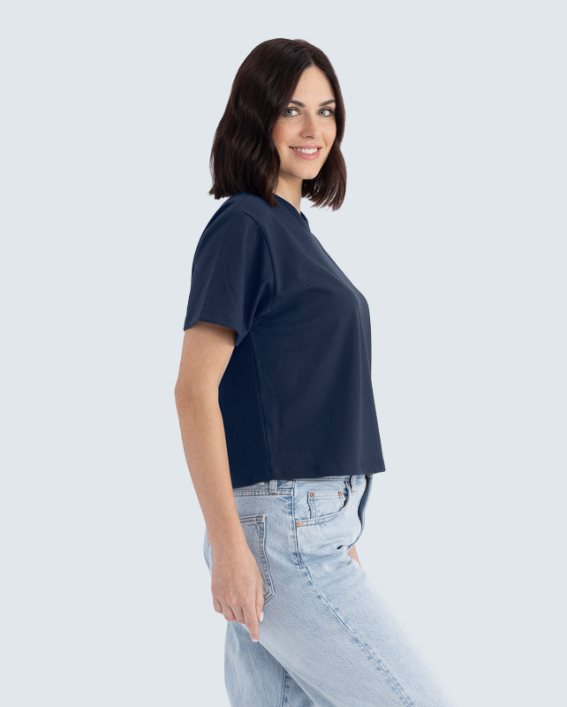 Women's Heavyweight High-Waist Boxy Tee - Midnight Navy
