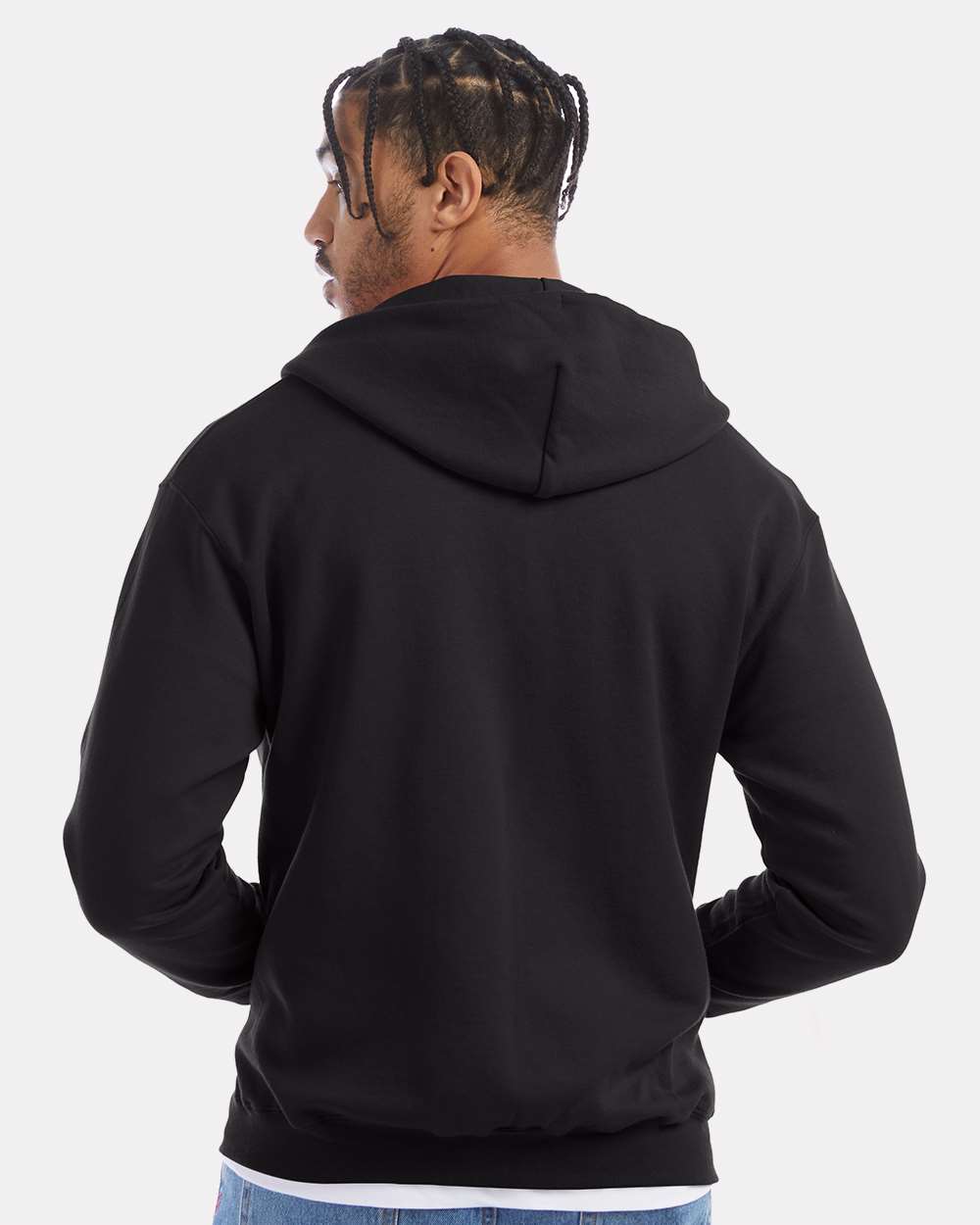 Unisex Powerblend® Full-Zip Hooded Sweatshirt - Black - M