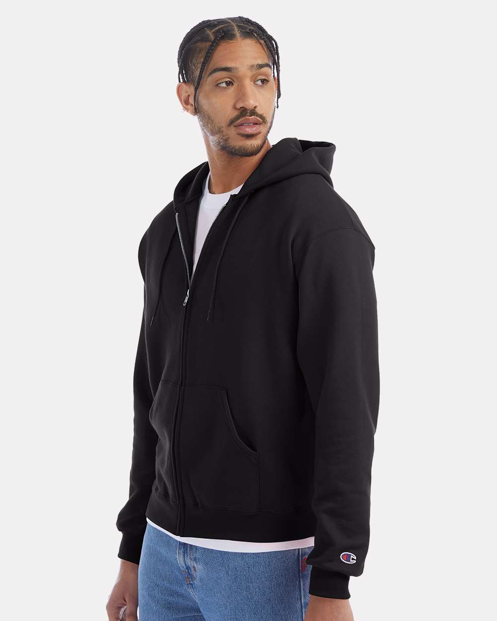 Unisex Powerblend® Full-Zip Hooded Sweatshirt - Black - S