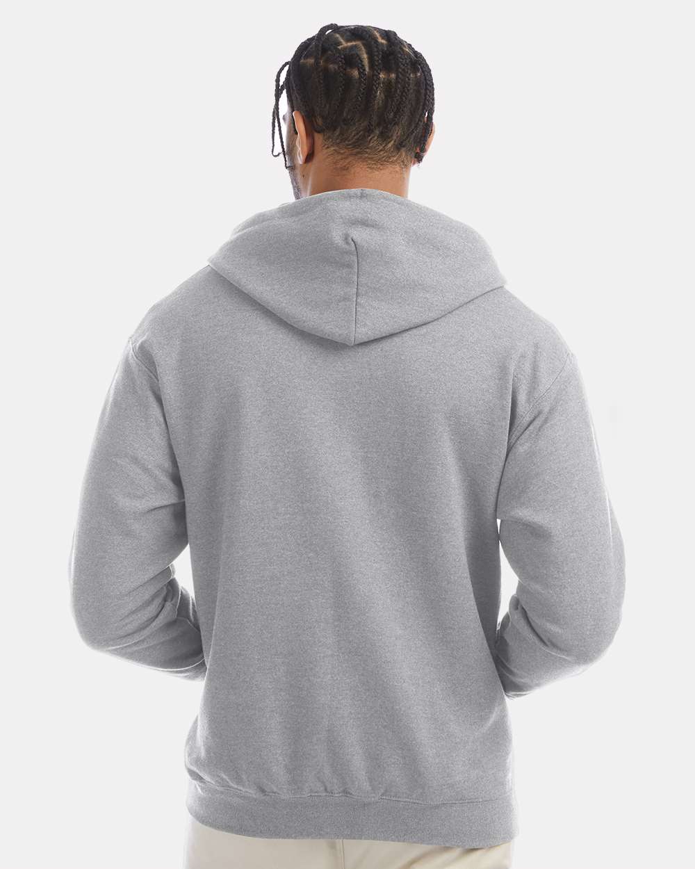 Unisex Powerblend® Full-Zip Hooded Sweatshirt - Light Steel - M