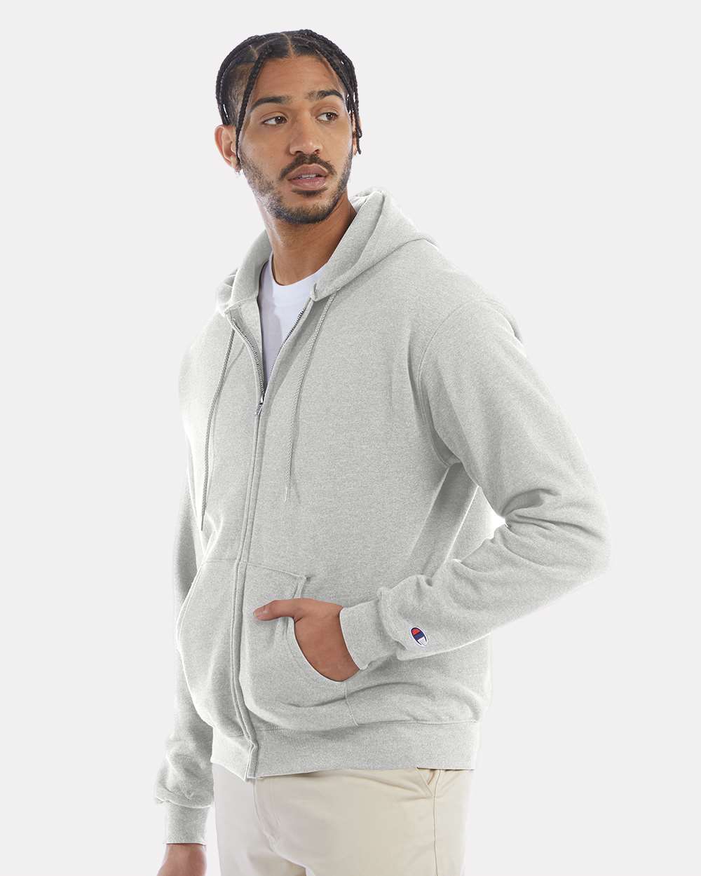 Unisex Powerblend® Full-Zip Hooded Sweatshirt - Silver Grey - S