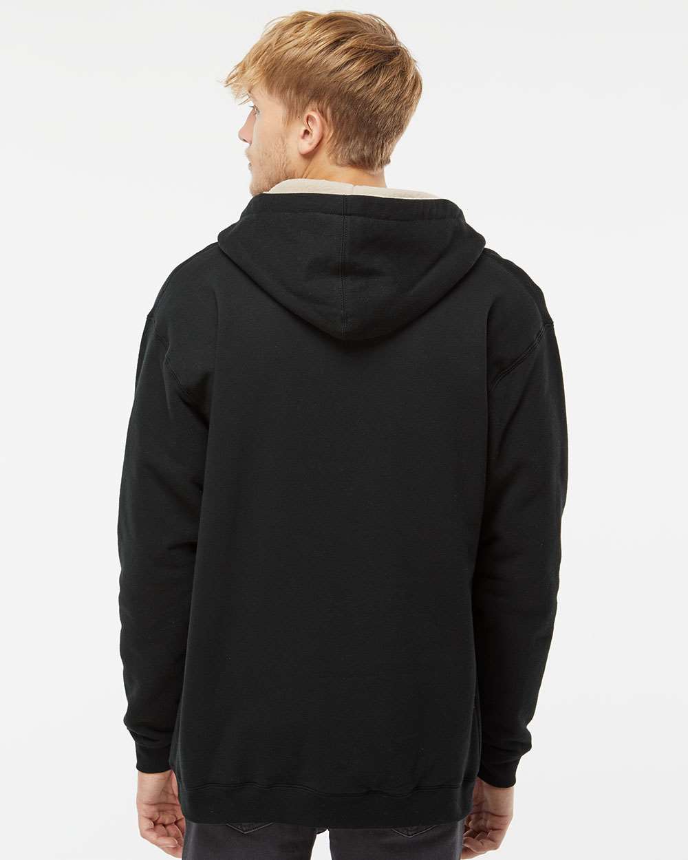 Men's Full-Zip Hooded Sweatshirt - Black/Natural - L