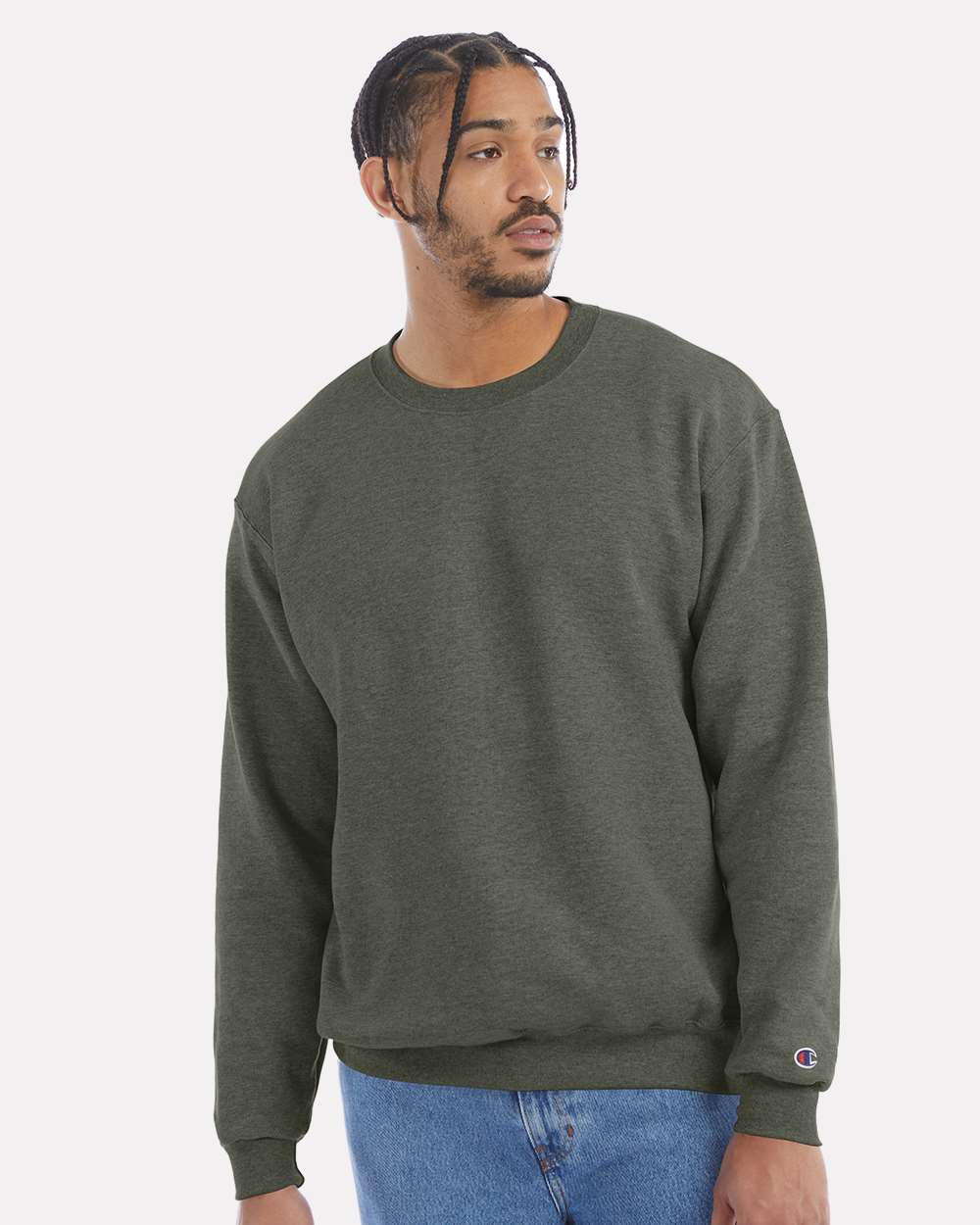 Unisex Powerblend® Crewneck Sweatshirt - Dark Green Heather - XS