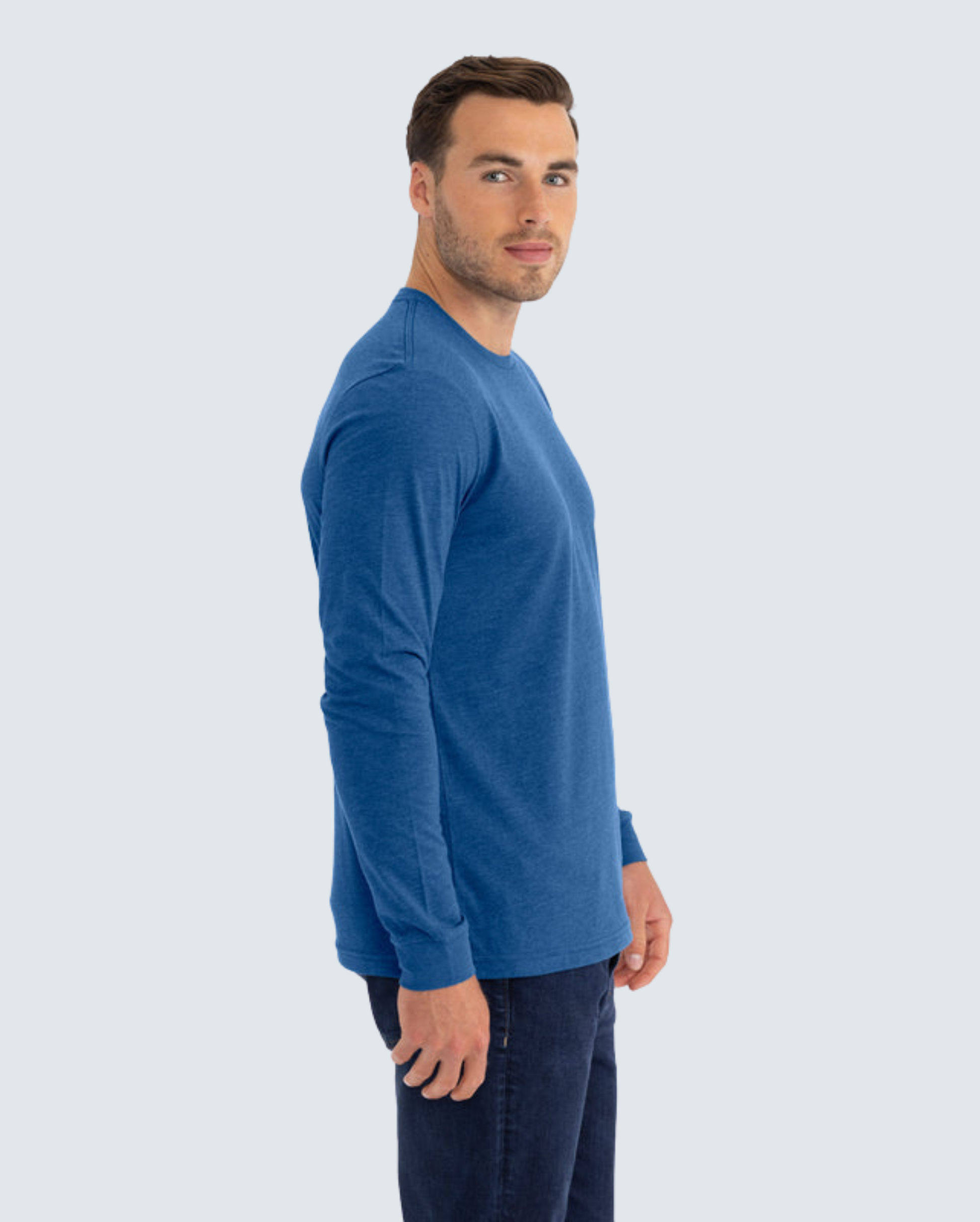 Classic Crew Long Sleeve T-Shirt - Heather Cool Blue