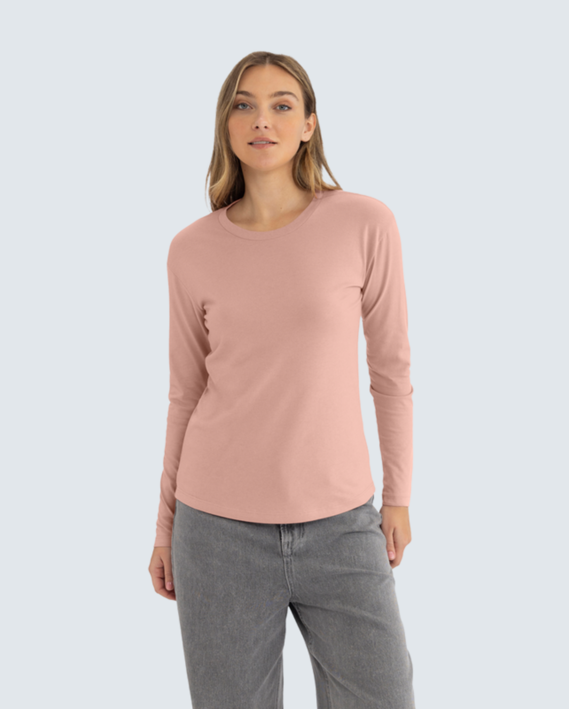 Women's Relaxed Long Sleeve Cotton Tee - Desert Pink