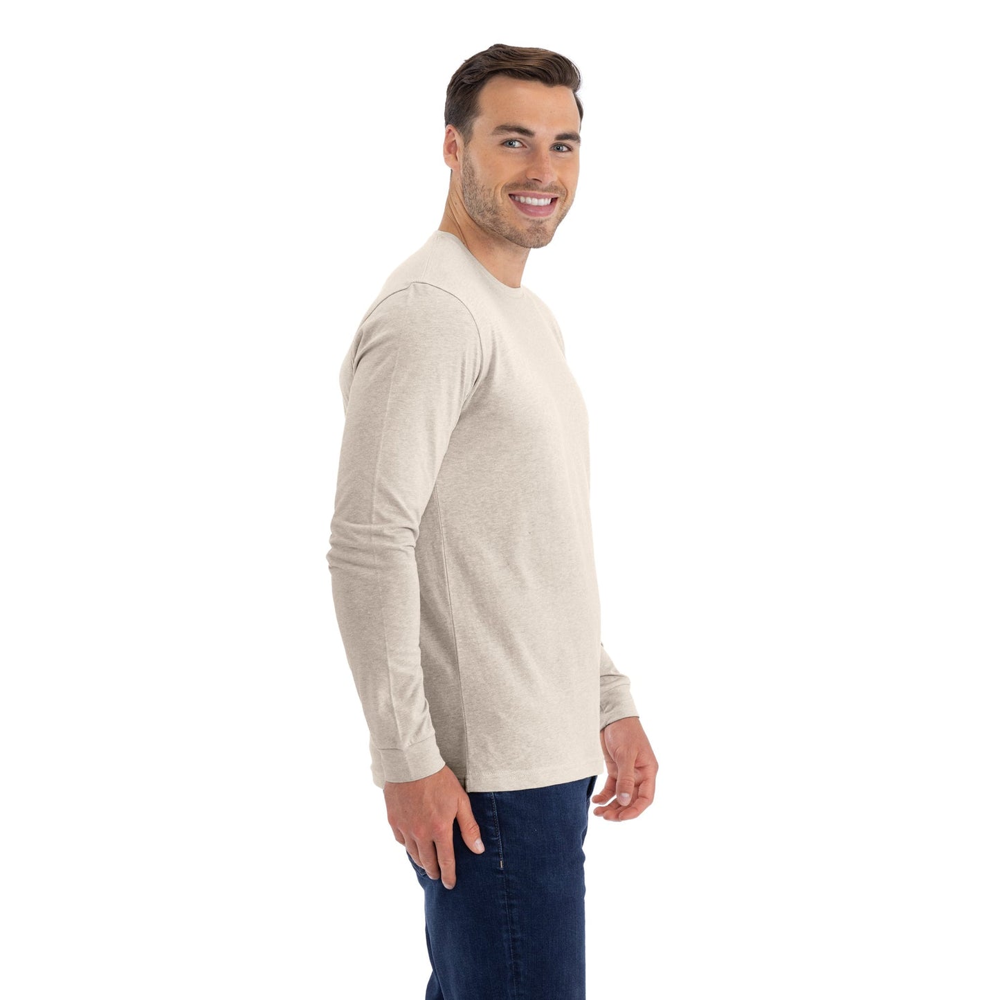 Unisex CVC Long Sleeve T-Shirt - Sand - The American Threads