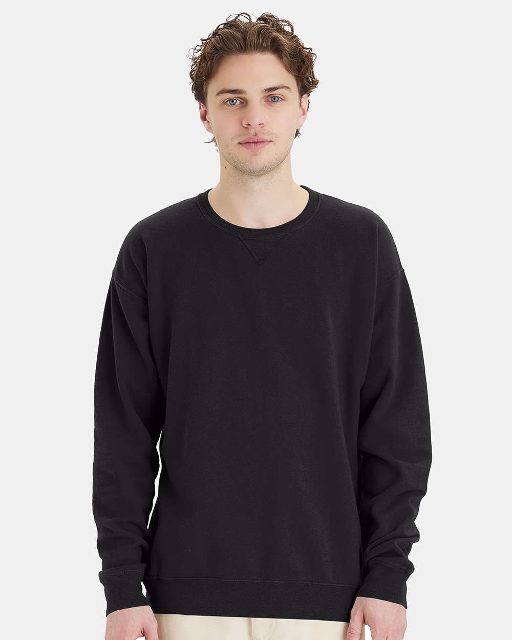 Unisex Garment-Dyed Crewneck Sweatshirt - Black - XS