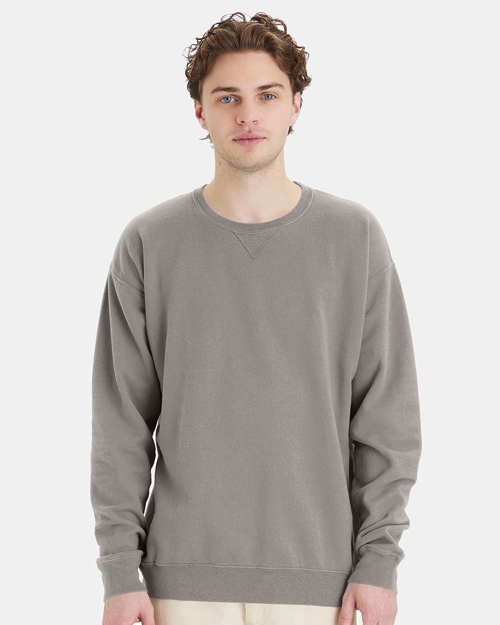 Unisex Garment-Dyed Crewneck Sweatshirt - Concrete Grey - XS