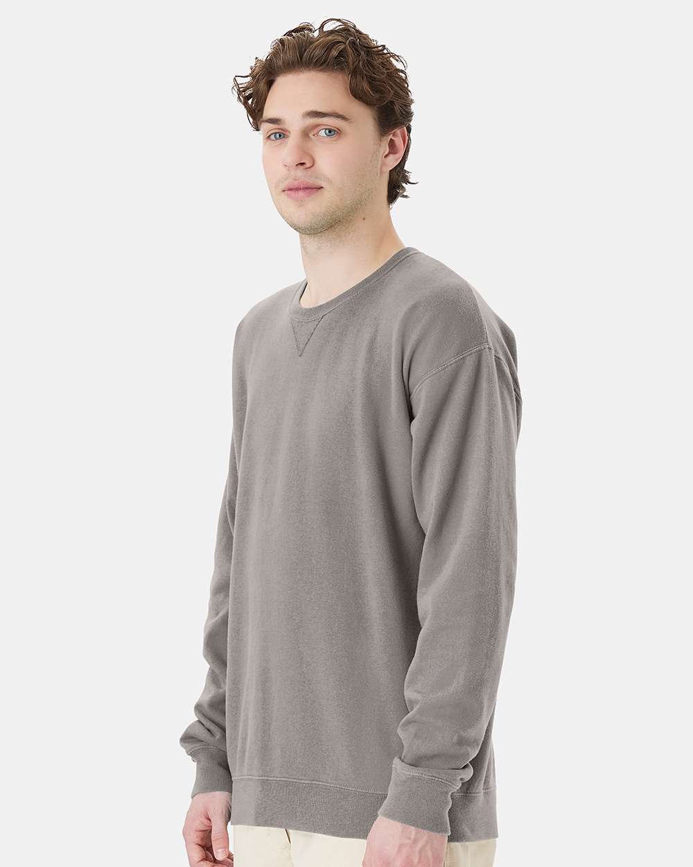 Unisex Garment-Dyed Crewneck Sweatshirt - Concrete Grey - S