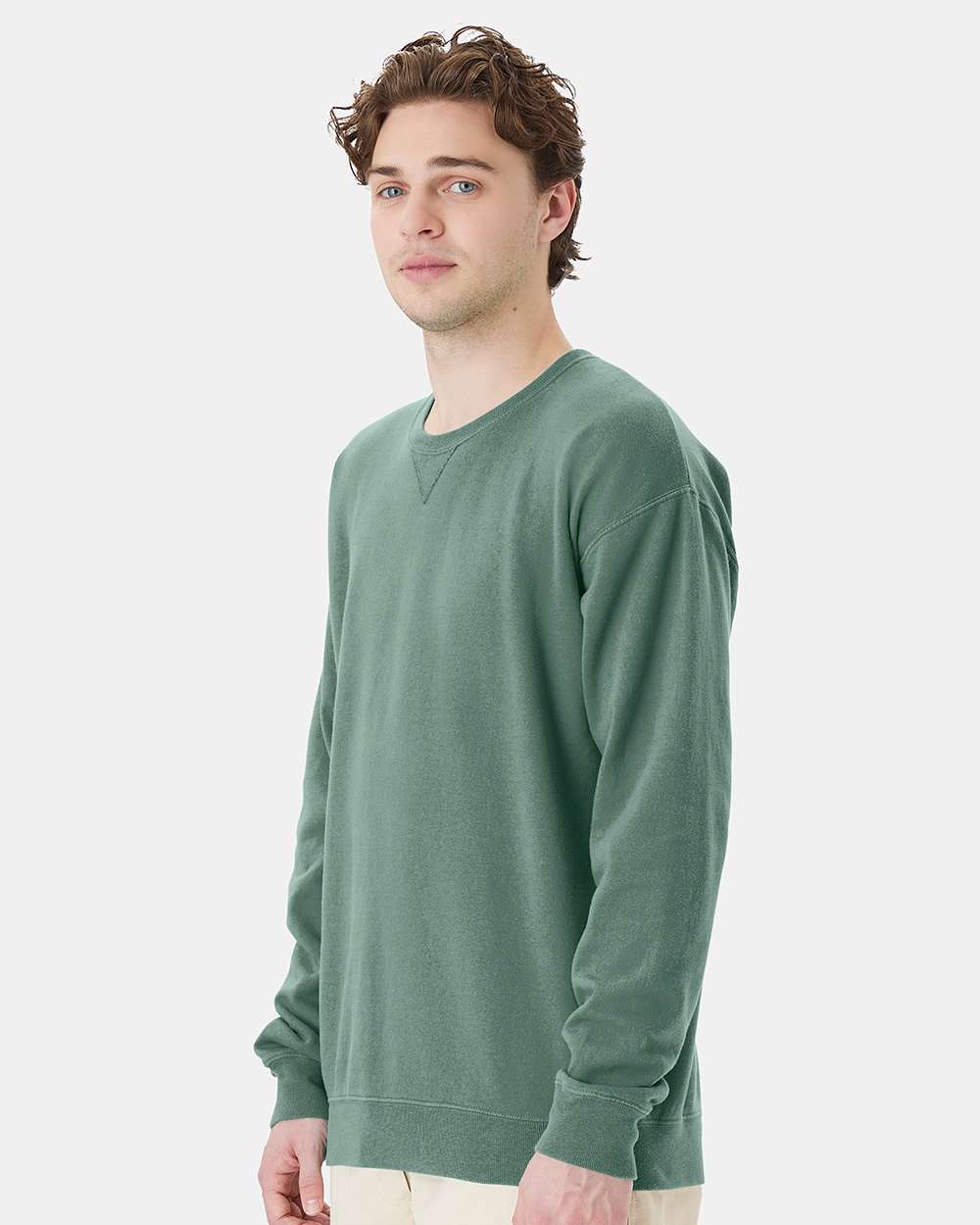 Unisex Garment-Dyed Crewneck Sweatshirt - Cypress Green - S