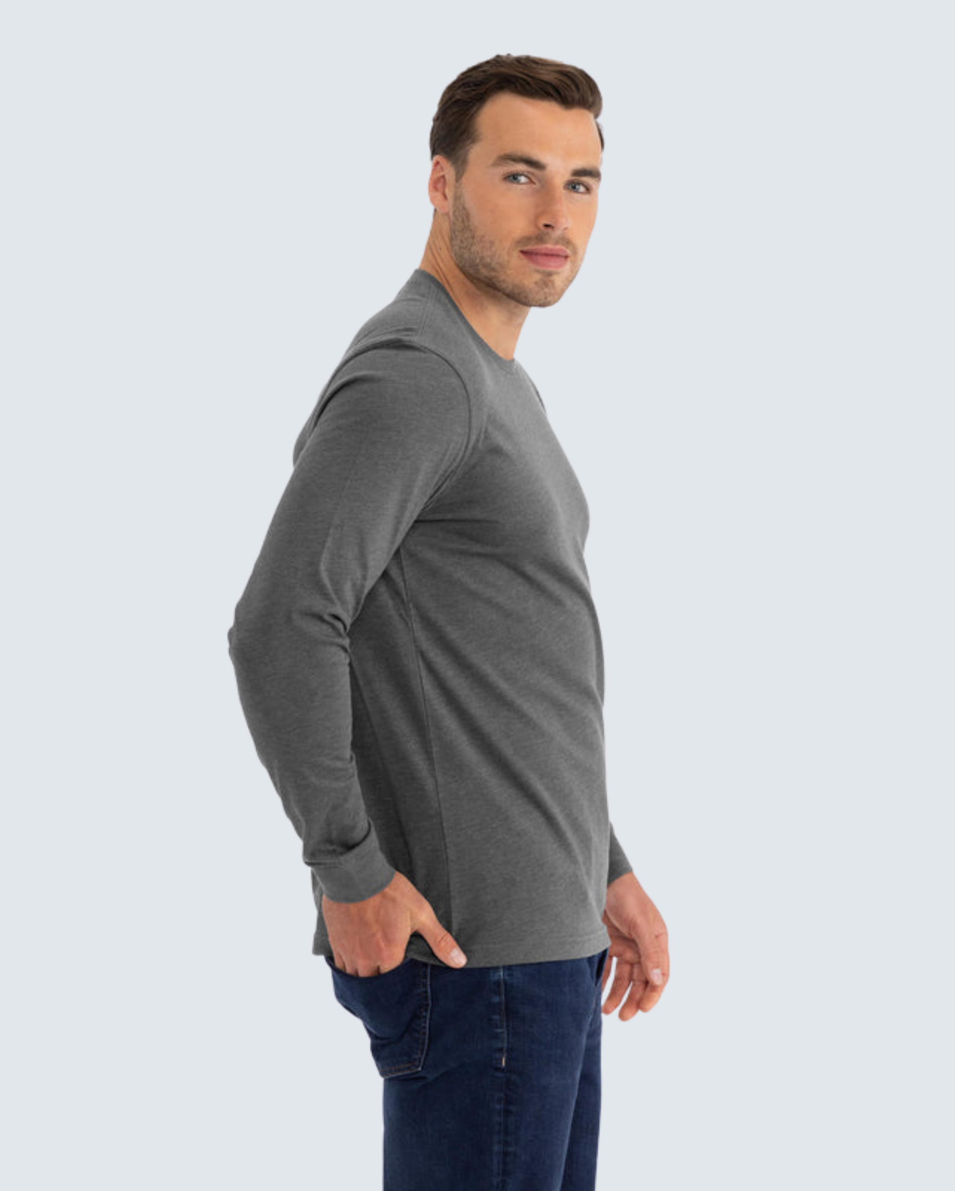 Classic Crew Long Sleeve T-Shirt - Heather Heavy Metal