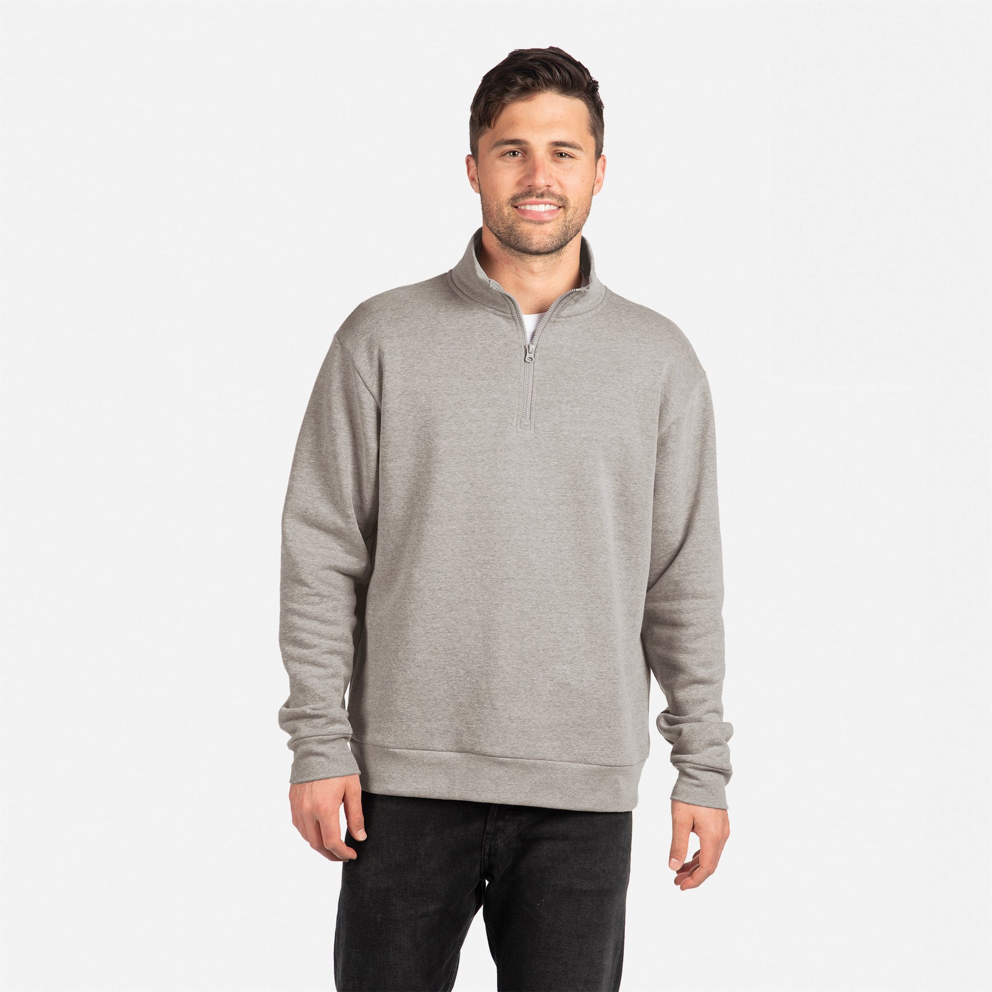 Fleece Quarter Zip - Heather Gray - The American Threads