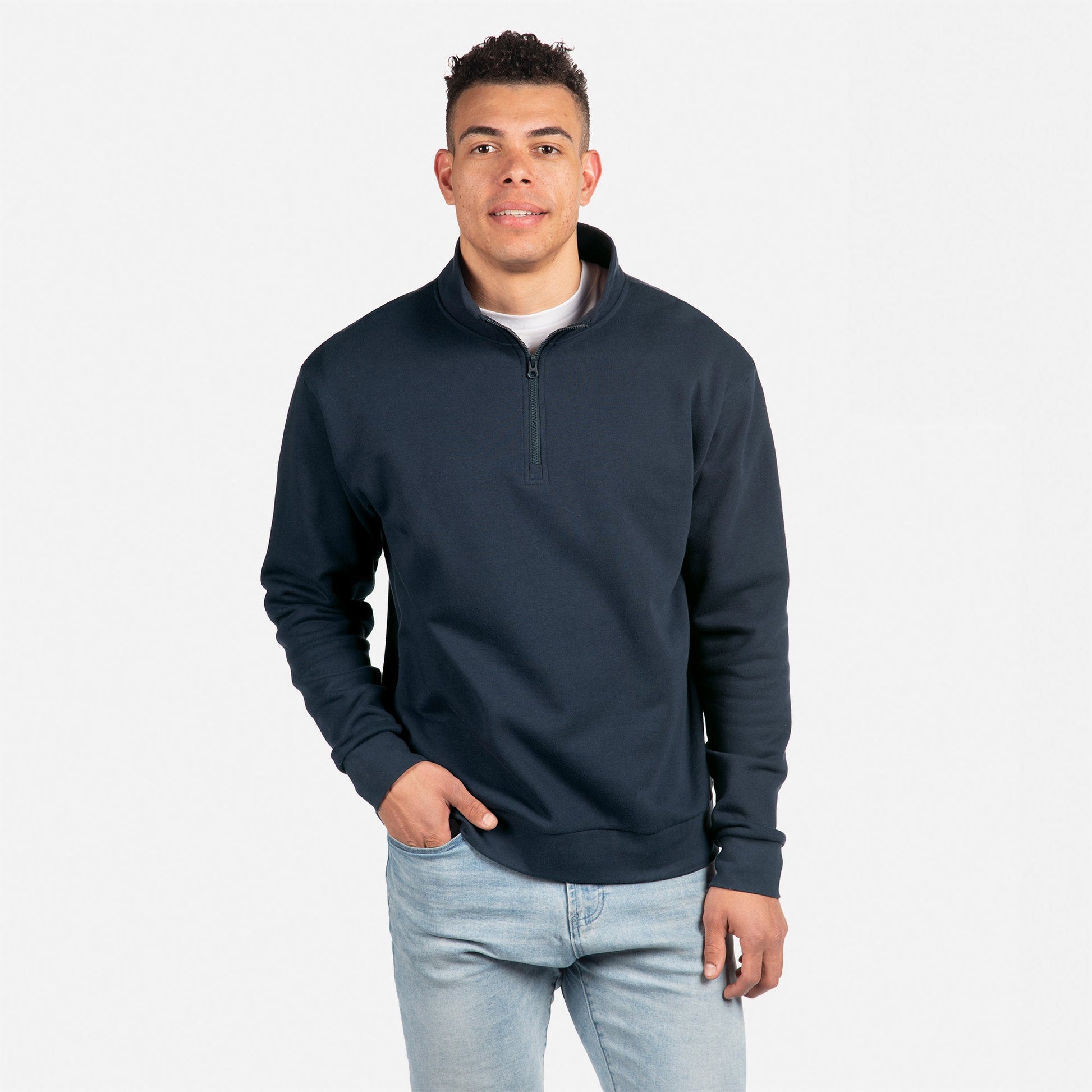 Fleece Quarter Zip - MIdnight Navy - The American Threads