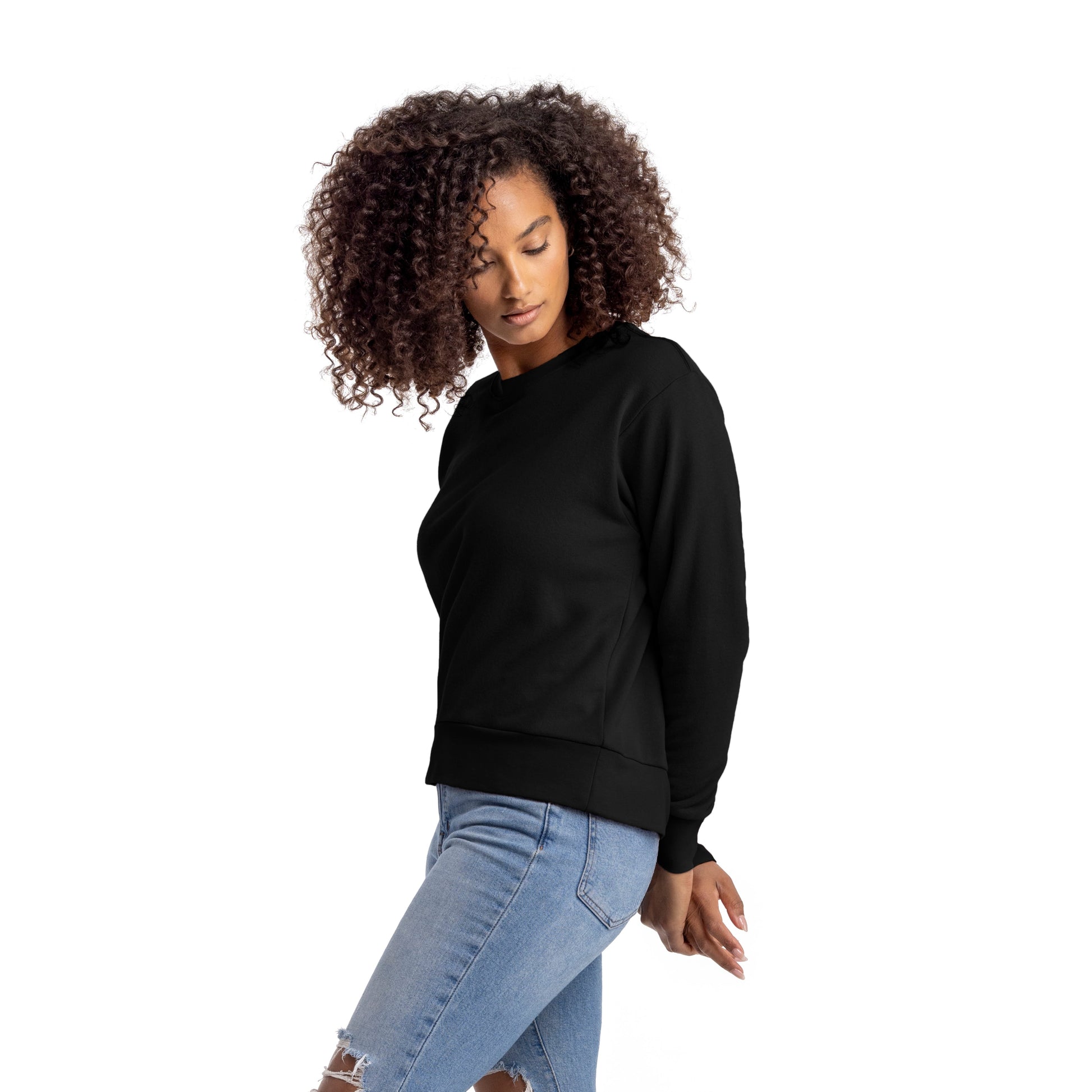 Women's French Terry Sweatshirt - Black - Comfy Threads