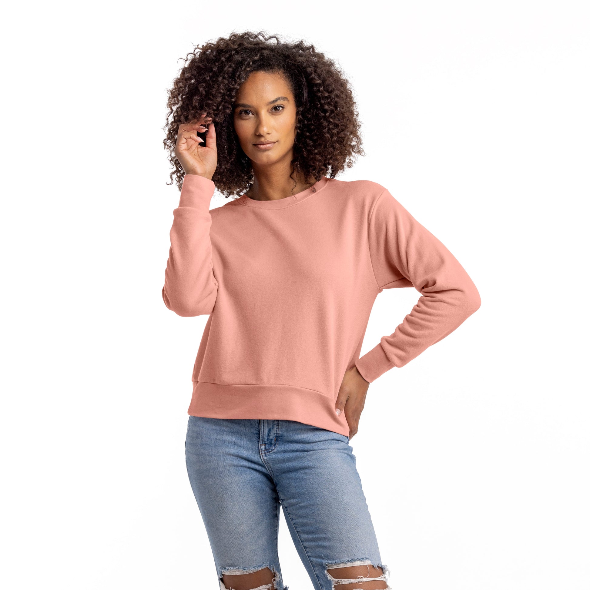 Women's French Terry Sweatshirt - Desert Pink - Comfy Threads