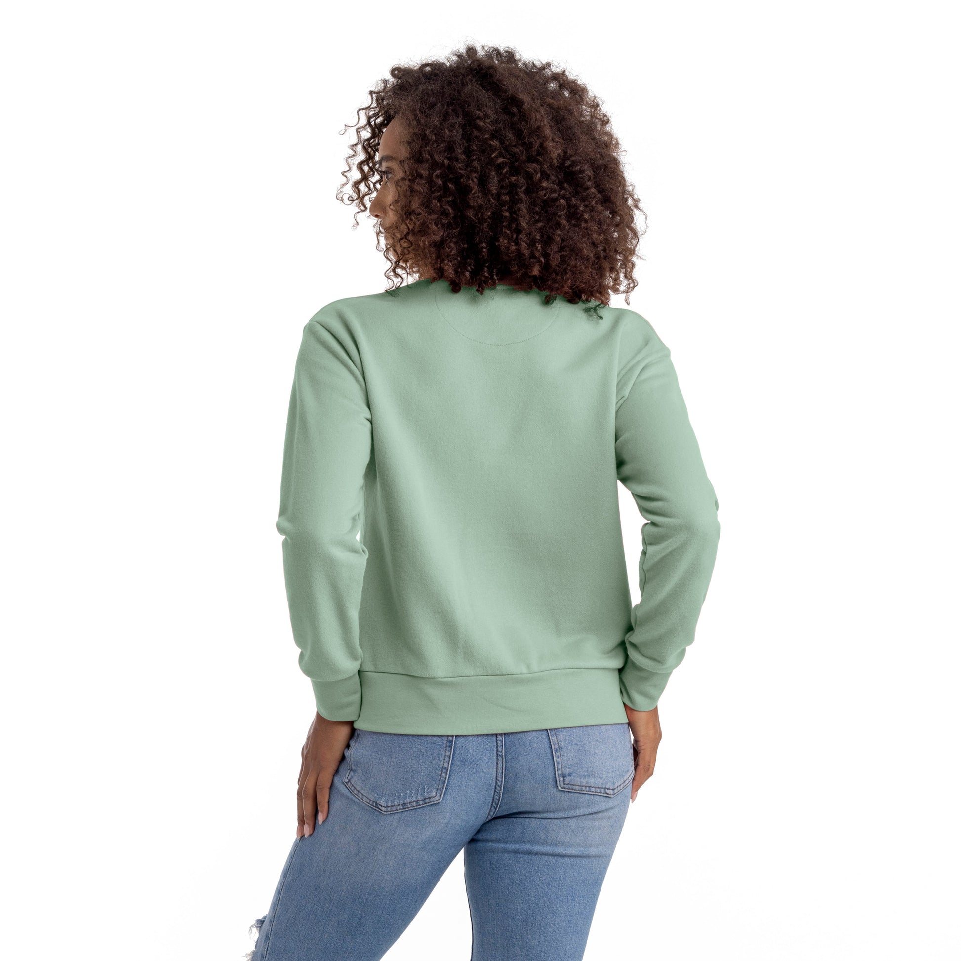 Women's French Terry Sweatshirt - Stonewash Green - Comfy Threads