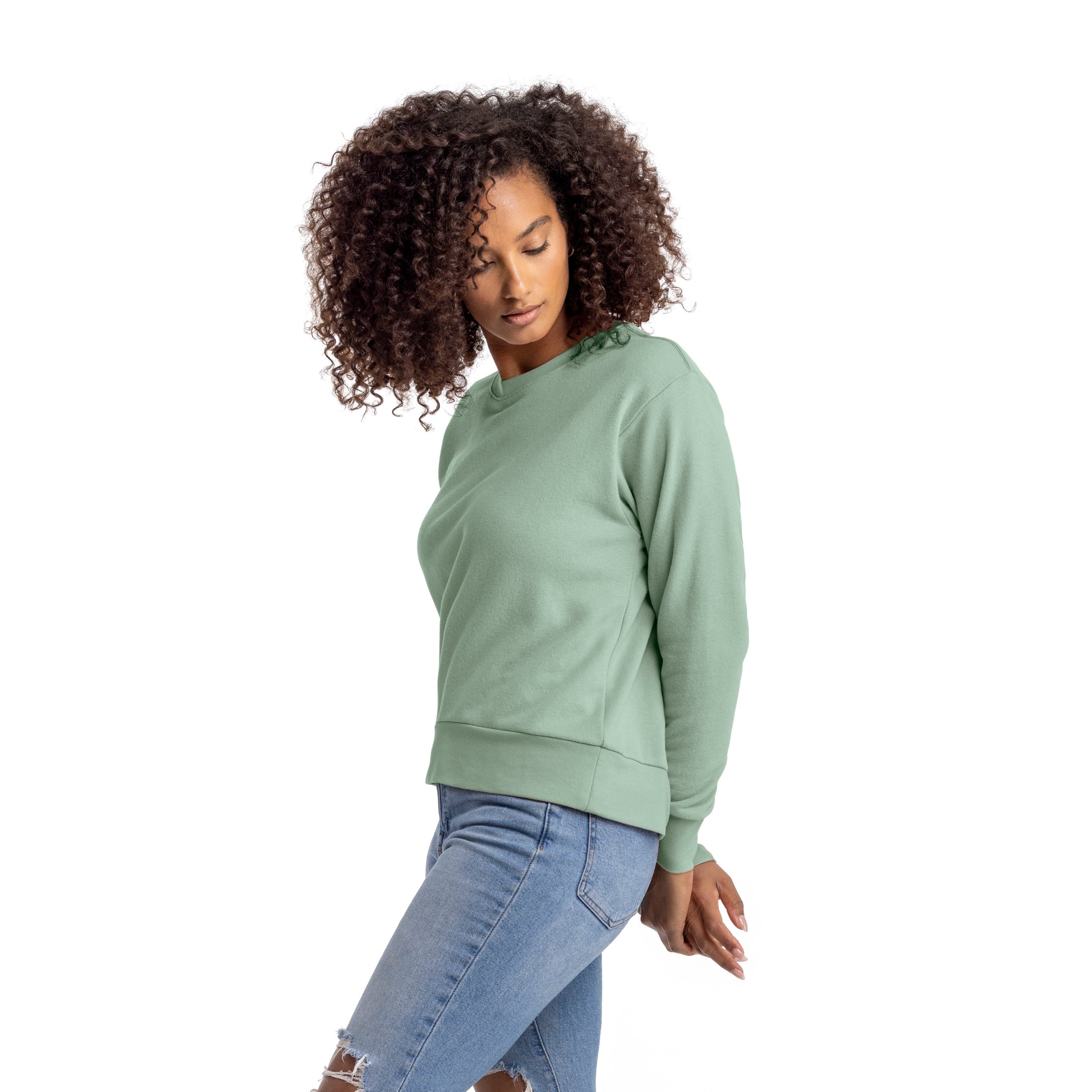 Women's French Terry Sweatshirt - Stonewash Green - Comfy Threads