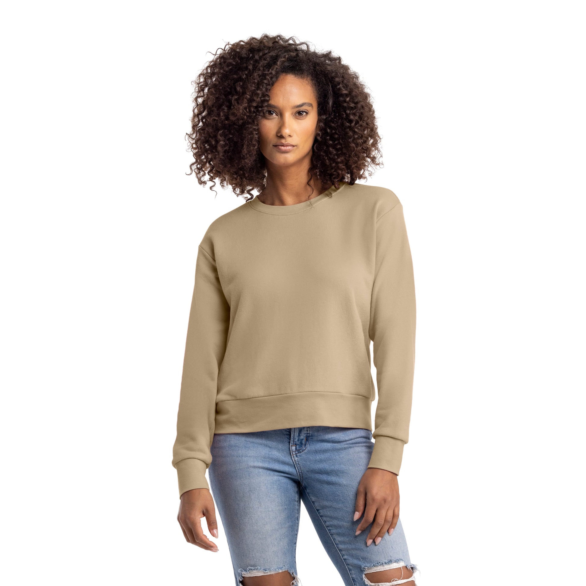 Women's French Terry Sweatshirt - Tan - Comfy Threads