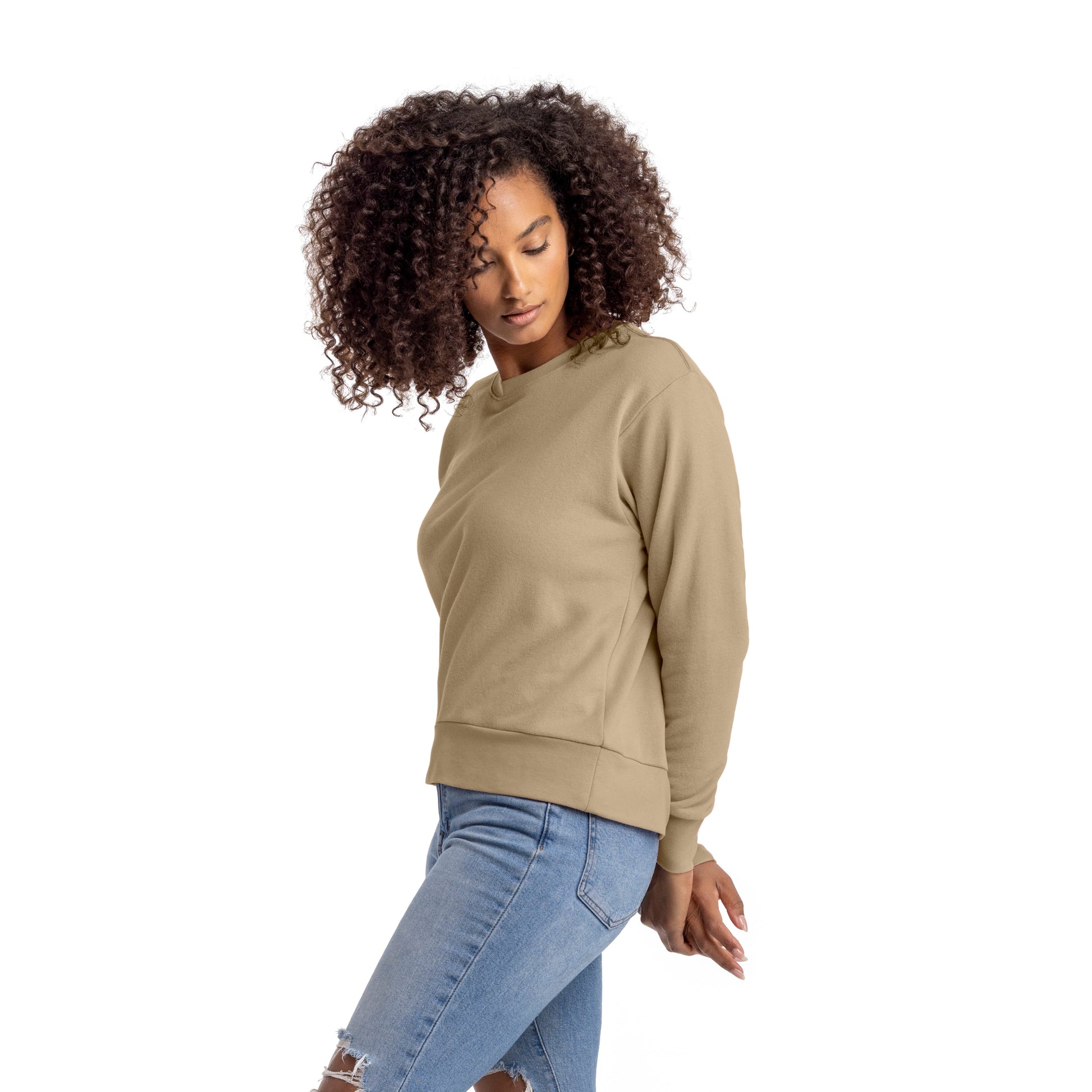 Women's French Terry Sweatshirt - Tan - Comfy Threads