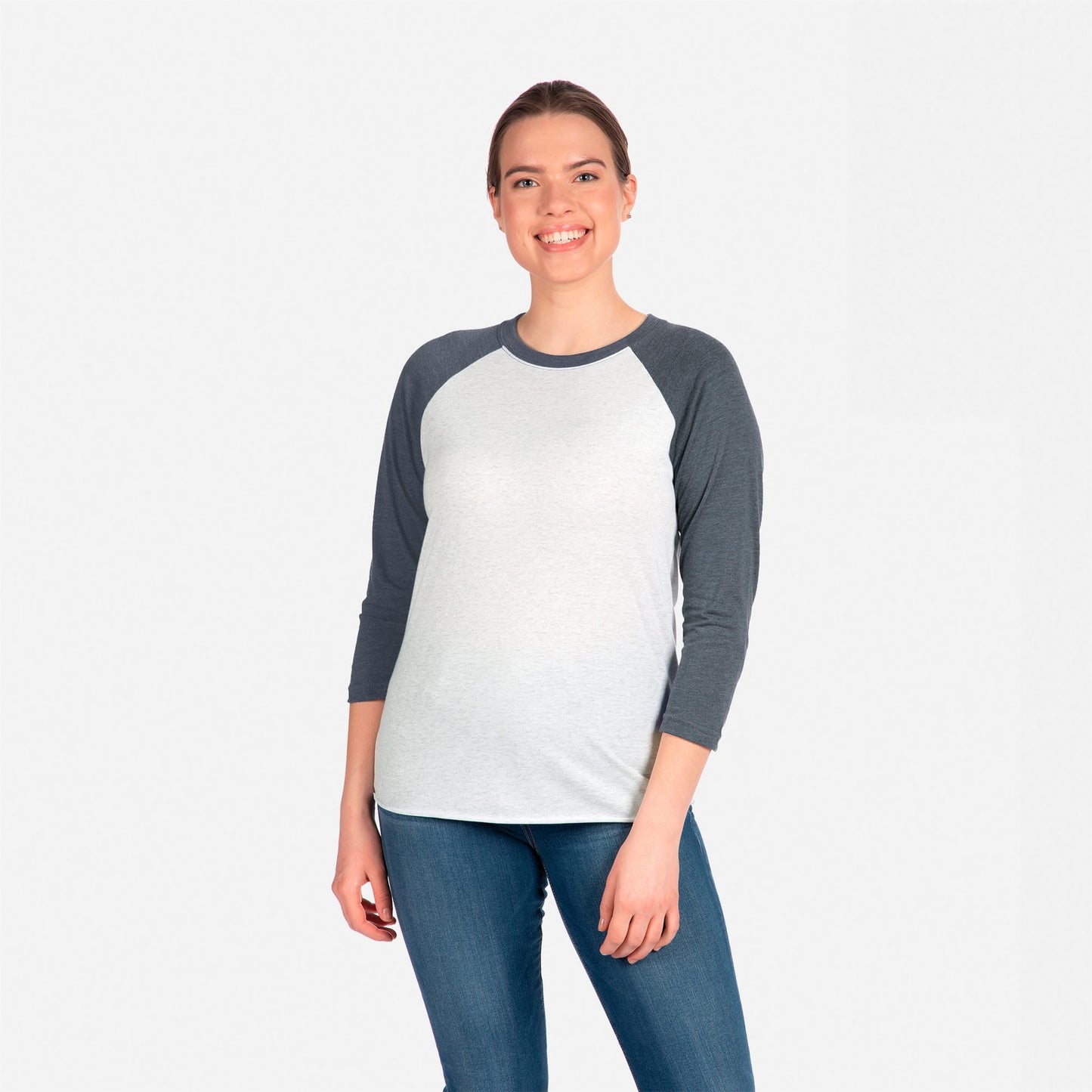 Tri-Blend 3/4 Raglan T-Shirt - Indigo / Heather White - The American Threads