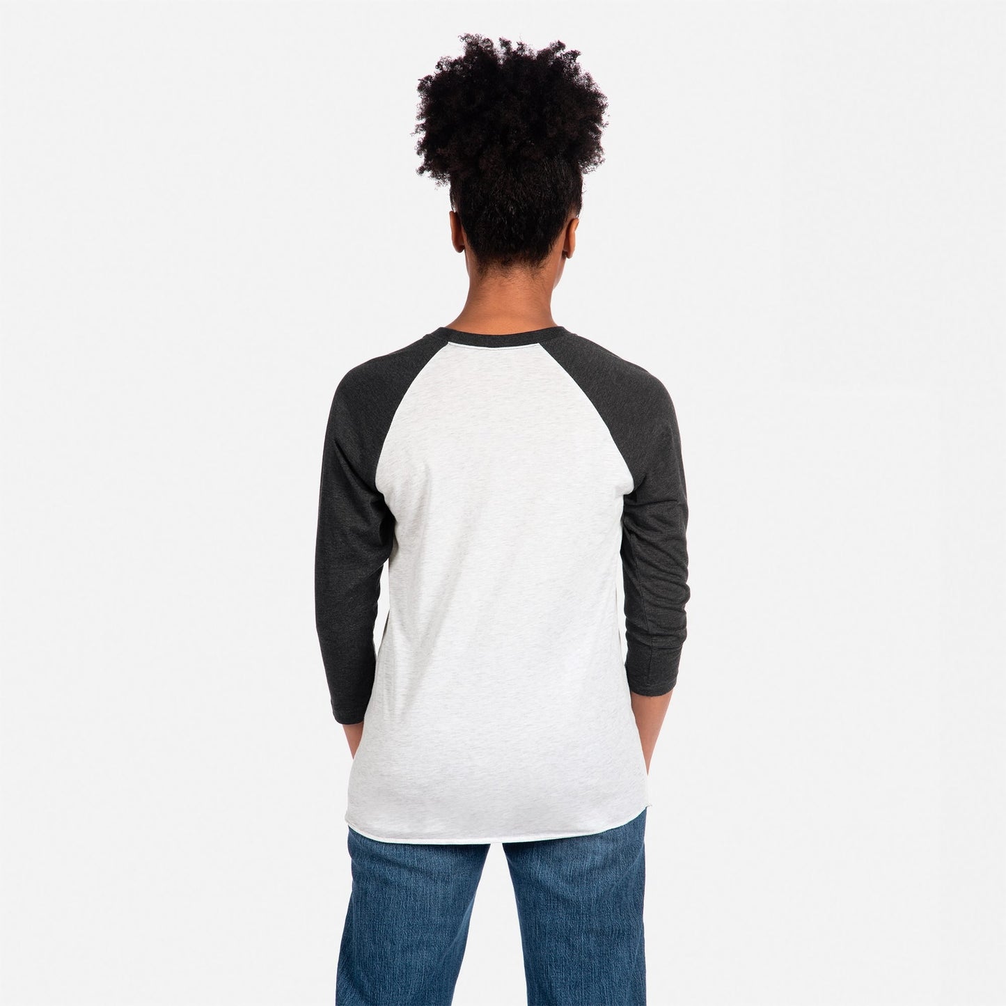 Tri-Blend 3/4 Raglan T-Shirt - Vintage Black / Heather White - The American Threads