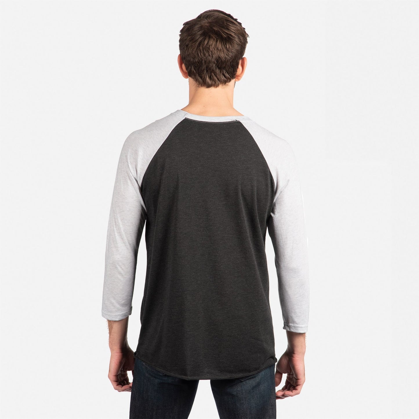 Tri-Blend 3/4 Raglan T-Shirt - Heather White / Vintage Black - The American Threads