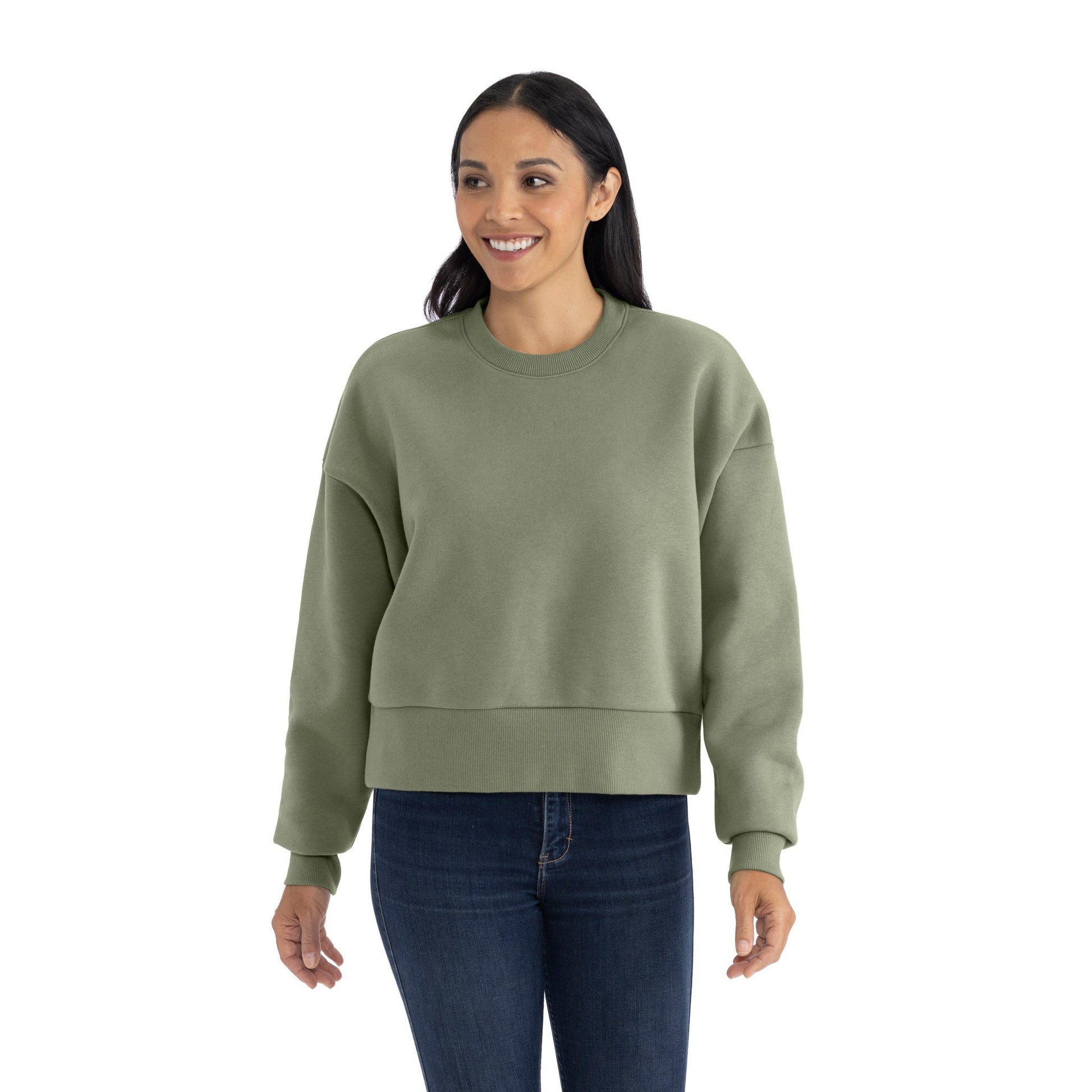 Women's Heavyweight Sweatshirt - Light Olive - The American Threads