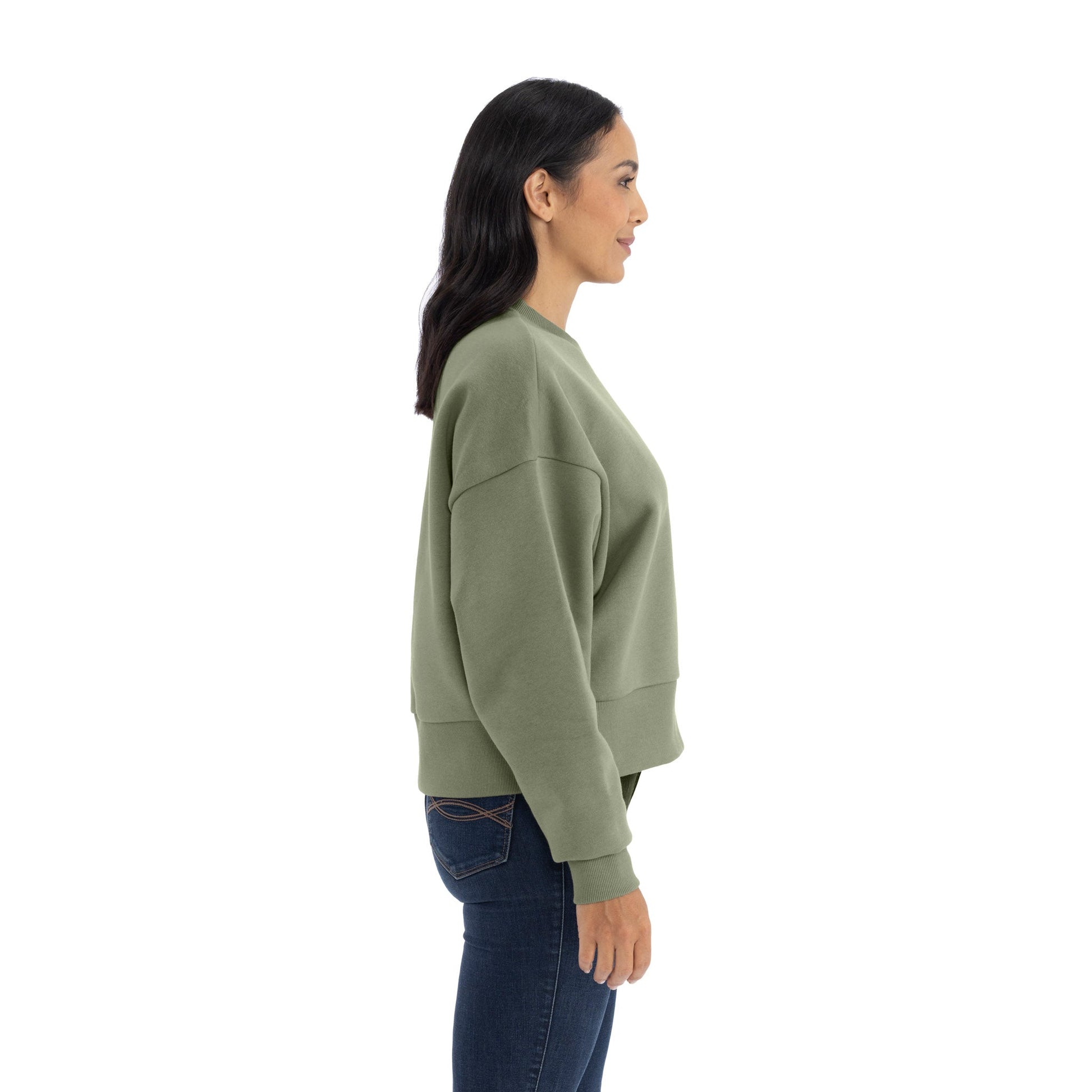Women's Heavyweight Sweatshirt - Light Olive - The American Threads